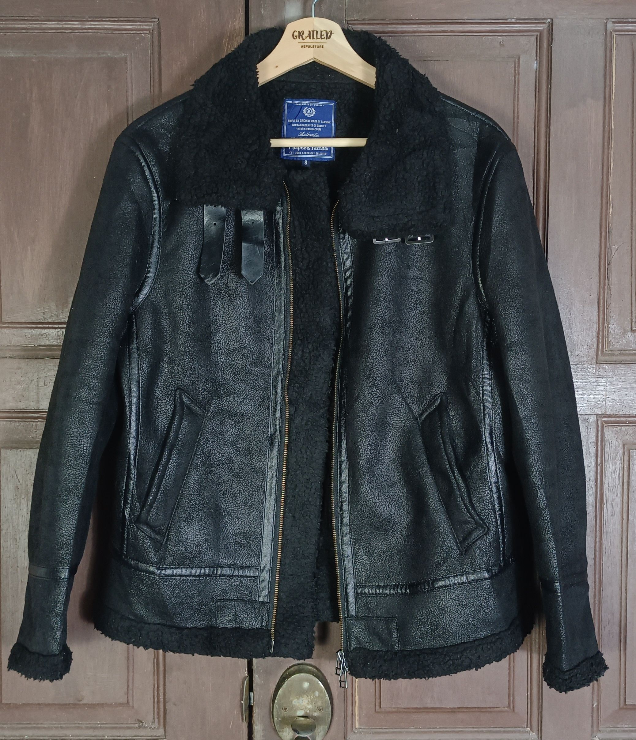 Japanese Brand Purple & Yellow Leather Faux Fur Men Jacket Size US M / EU 48-50 / 2 - 1 Thumbnail