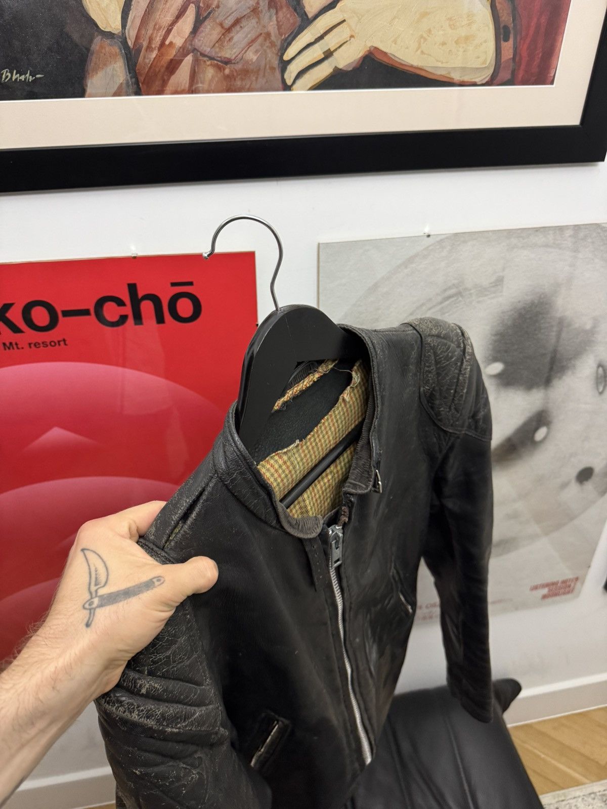 Vintage 80s Distressed Genuine Leather Biker Vintage Jacket Racingl Size US L / EU 52-54 / 3 - 9 Thumbnail