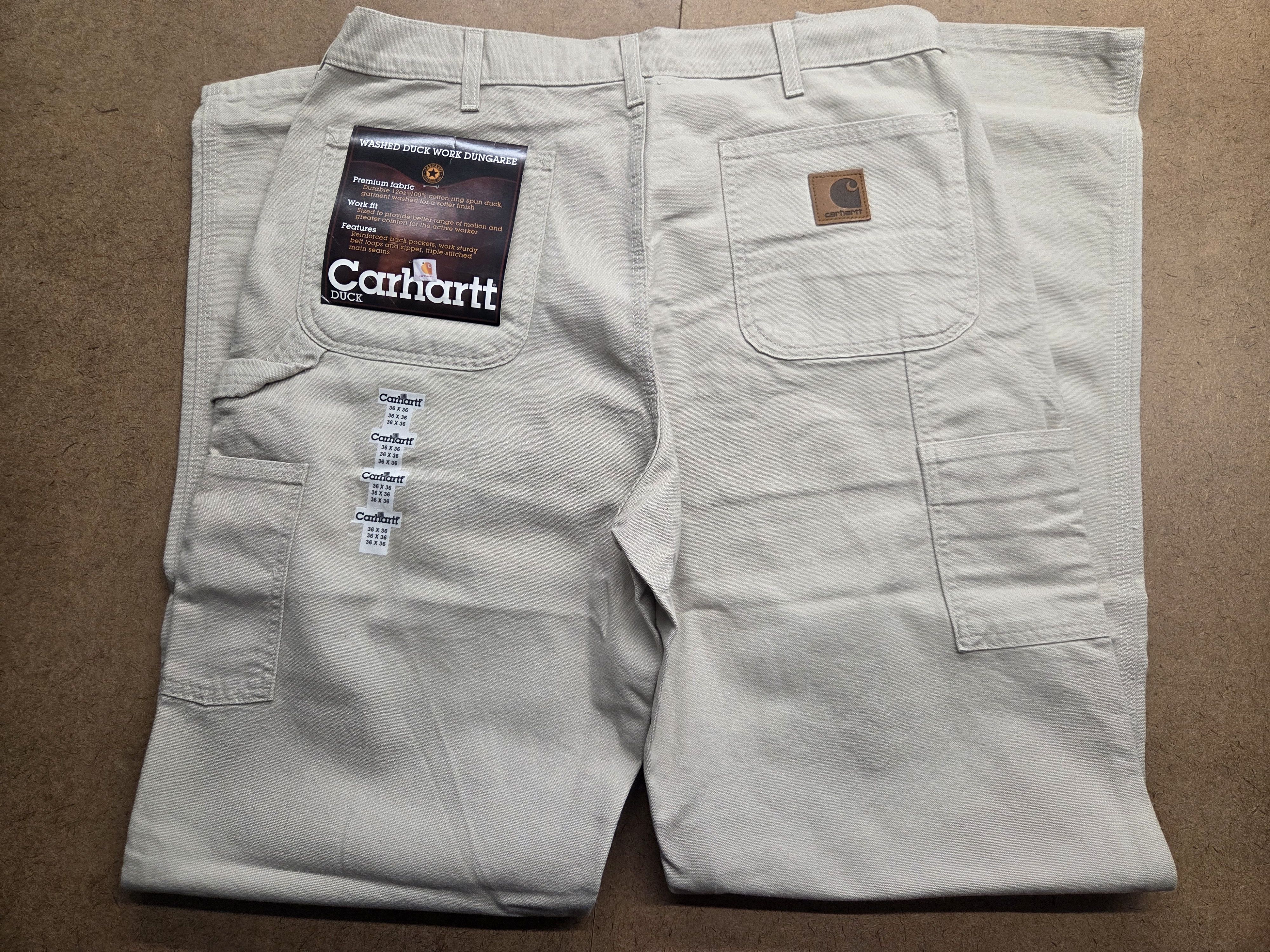 Carhartt 2002 Carhartt Washed Duck Canvas Dungarees in Stone 36 x 36 Size US 36 / EU 52 - 3 Thumbnail