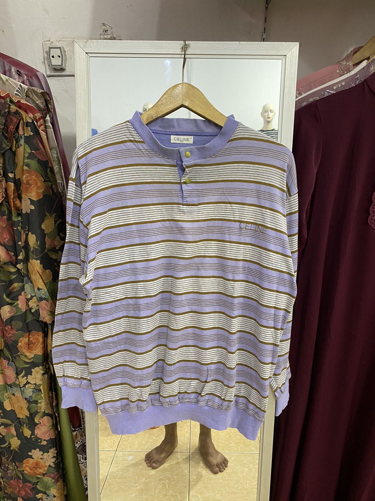 Celine Vintage Ceine Paris Stripes Longsleeve Size US M / EU 48-50 / 2 - 1 Thumbnail