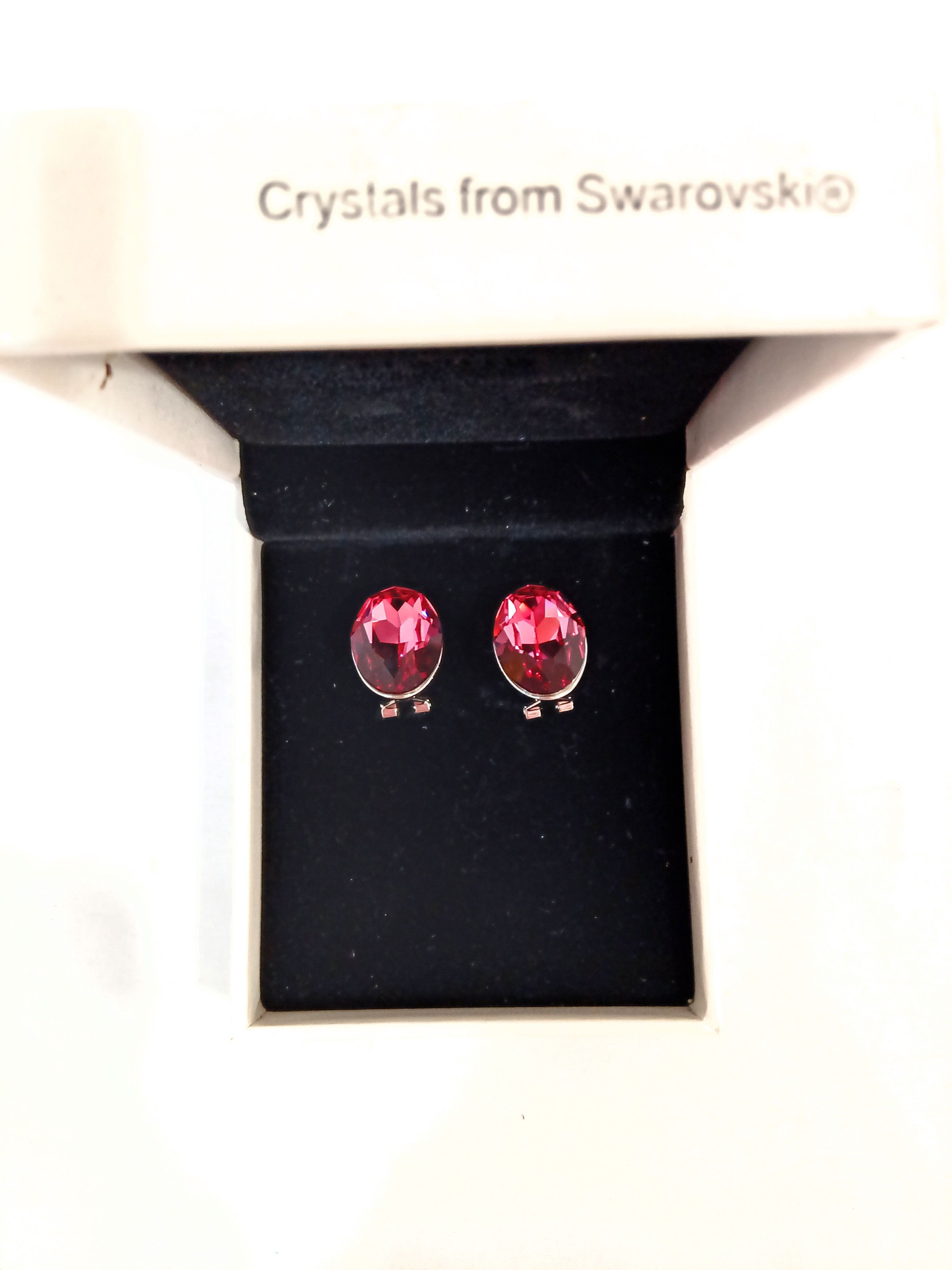 Swarovski Plato H Stud Earrings Pink Oval Crystals from Swarovski Size ONE SIZE - 1 Thumbnail