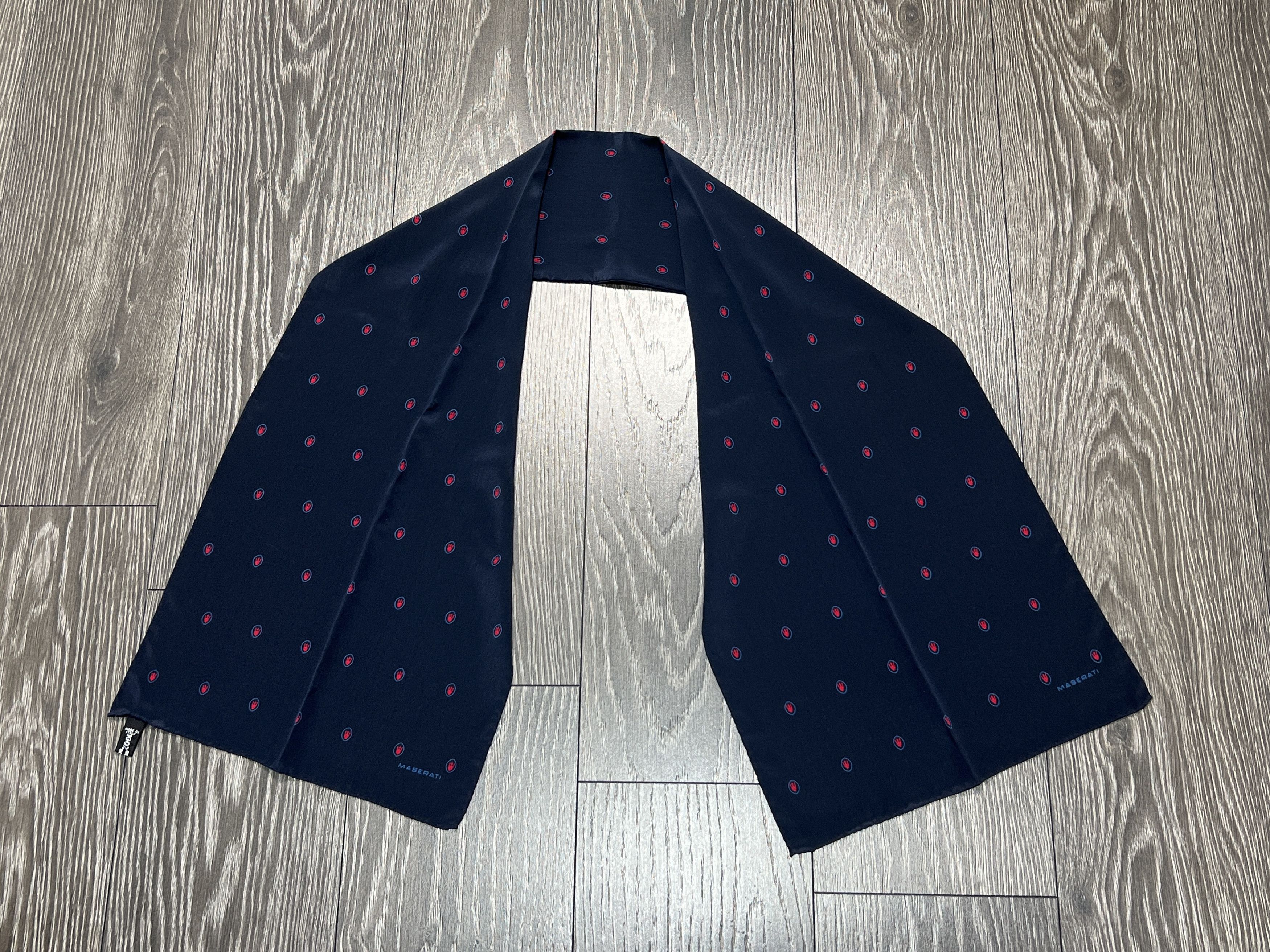 Vintage RARE Maserati Monogram Silk Scarf Authentic Dark Blue Size ONE SIZE - 3 Thumbnail