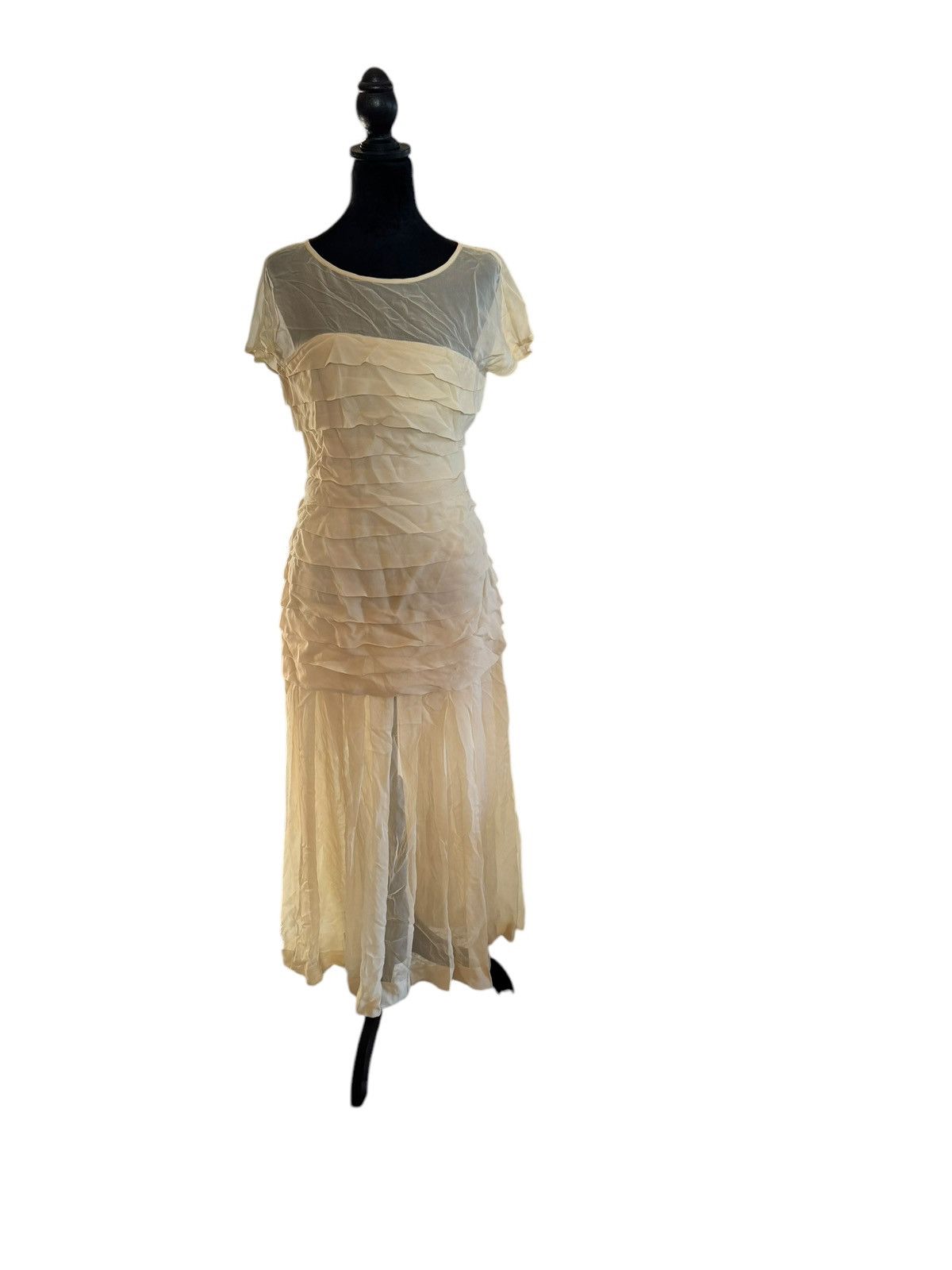 Vintage VTG Dreamy Sheer Ruffled layered SILK Maxi Formal Dress Size M / US 6-8 / IT 42-44 - 3 Thumbnail