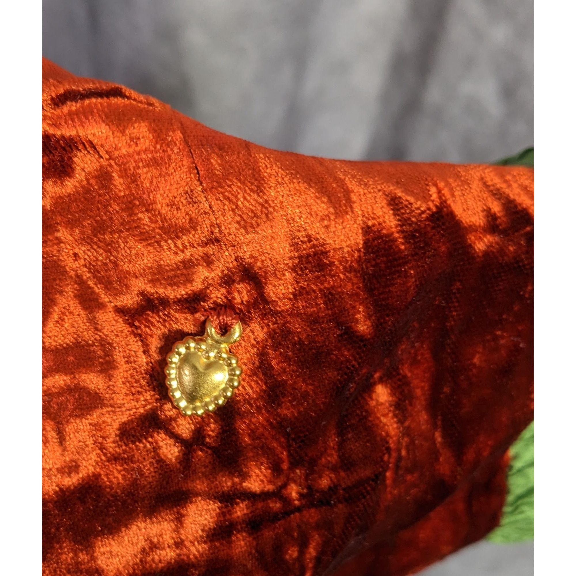 Other Papagena Paris Vintage Orange & Green Velvet Scarf W/Gold He Size ONE SIZE - 11 Thumbnail