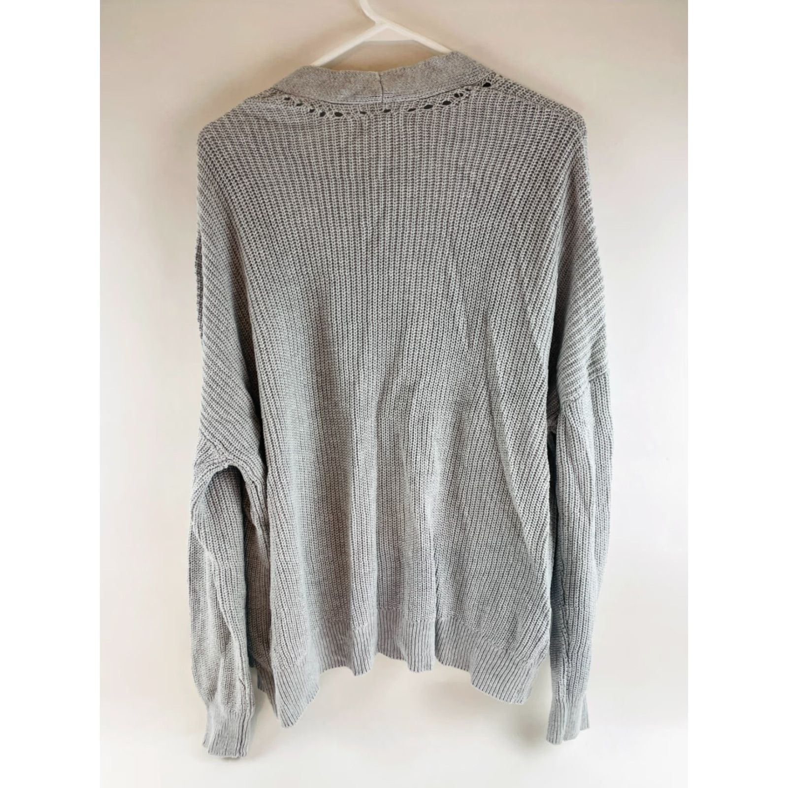 Vintage ABOUND Sweater Cardigan Woman L Light Gray Open-Knit Eyelets NWT Size L / US 10 / IT 46 - 2 Thumbnail