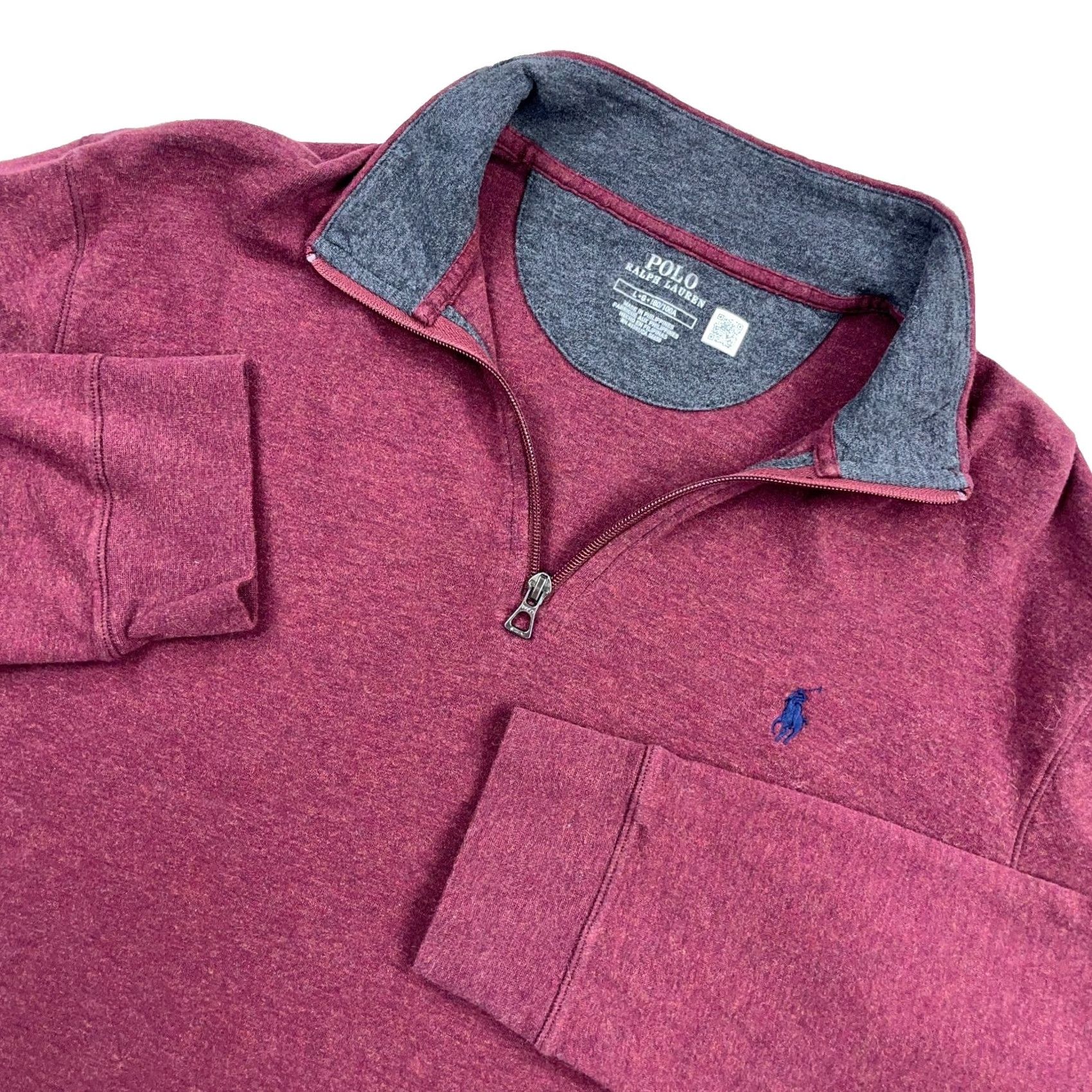 Polo Ralph Lauren Polo Ralph Lauren Sweater Men Large Maroon Pullover 1/4 Zip Logo Knit Cotton Nylon Viscose Size US L / EU 52-54 / 3 - 2 Thumbnail