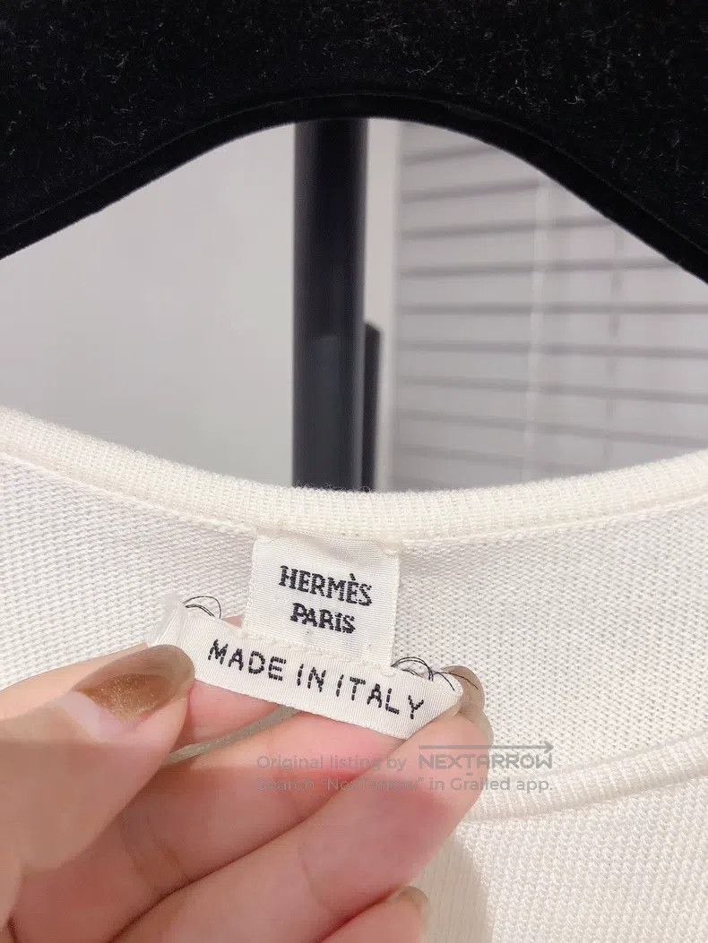 Hermes Hermes White knitted short-sleeve top Size XS / US 0-2 / IT 36-38 - 7 Thumbnail