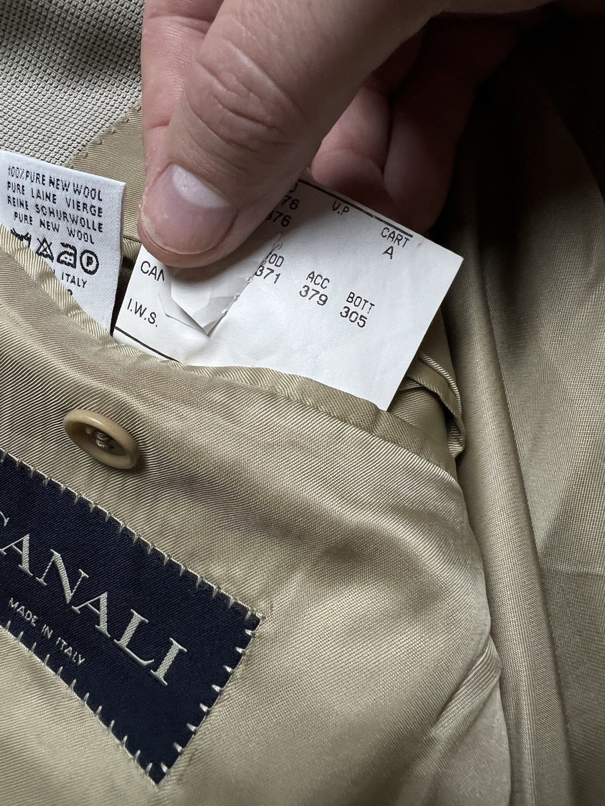 Canali Canali Italy Beige Wool Classic Blazer Jacket Size 50R - 18 Thumbnail