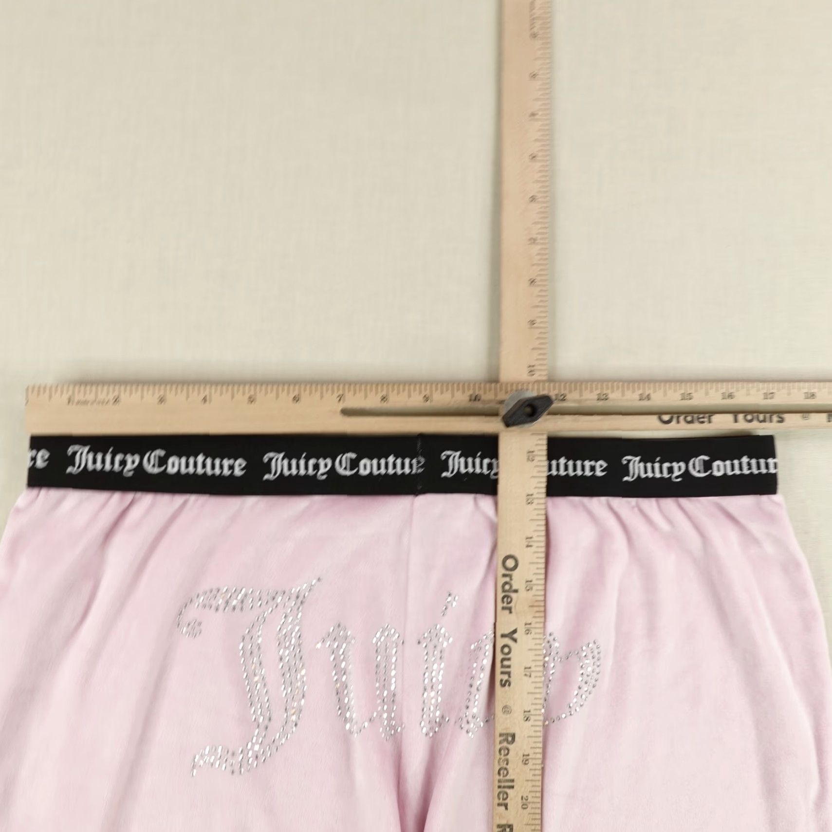 Juicy Couture Juicy Couture Shorts Womens XL Pink Velour Sweat Satin Rhinestones Logo 3 in Inseam Regular Fit Size 40" / US 18 - 5 Thumbnail