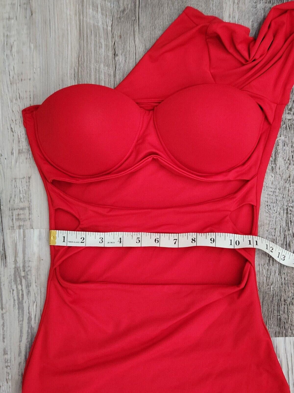 Designer Katherine Mayo Dress Red Cut Out Sexy Small One Sleeve Size S / US 4 / IT 40 - 5 Thumbnail