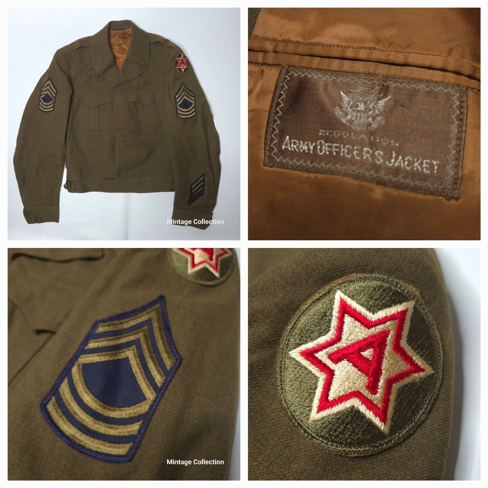 Other VINTAGE 6TH ARMY OFFICER'S WOOL JACKET MASTER SERGEANT Size US XS / EU 42 / 0 - 1 Thumbnail