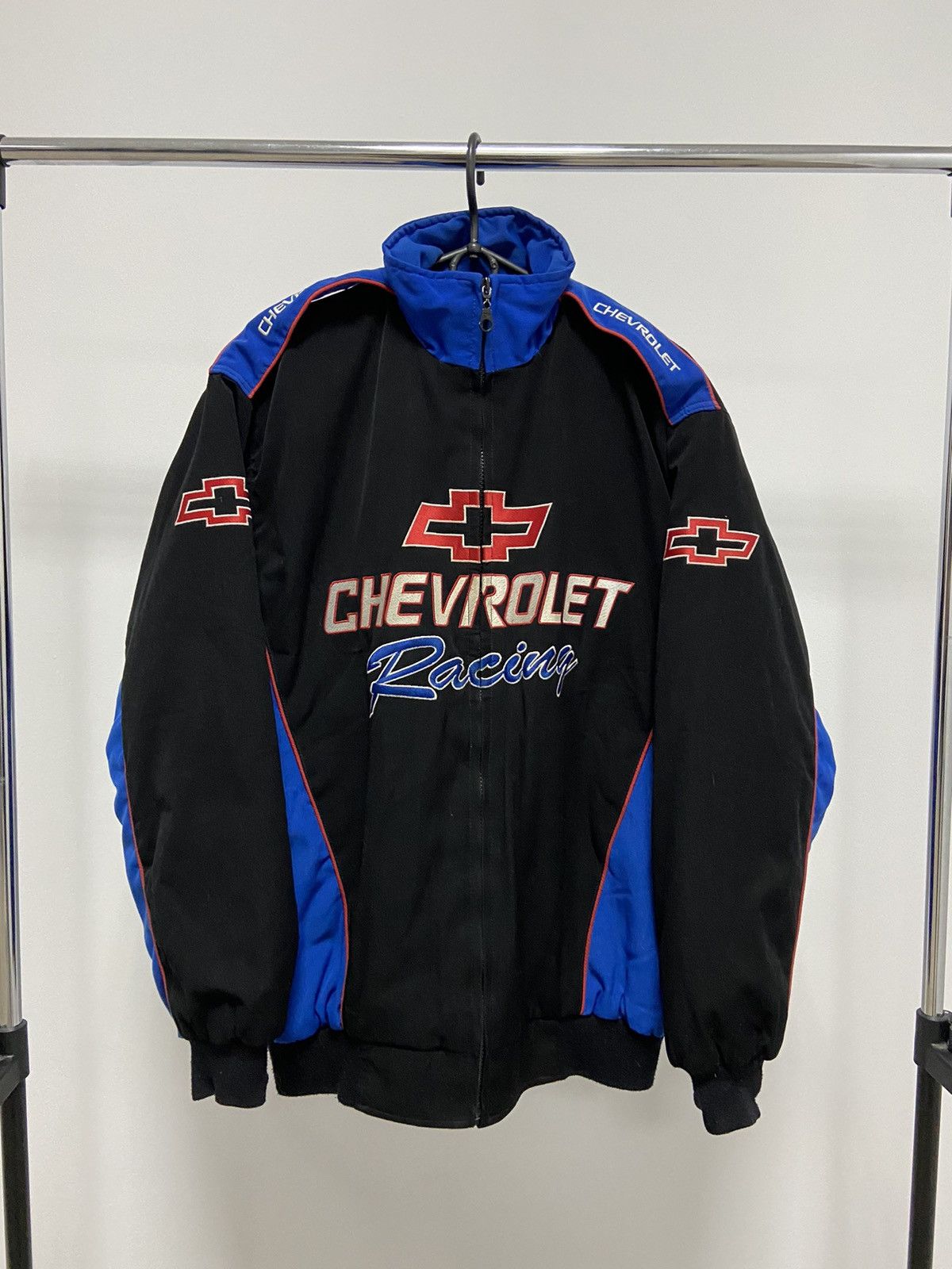 image of Chevrolet Vintage Racing Jacket Big Logo Motorsport in Black/Blue, Men's (Size XL)