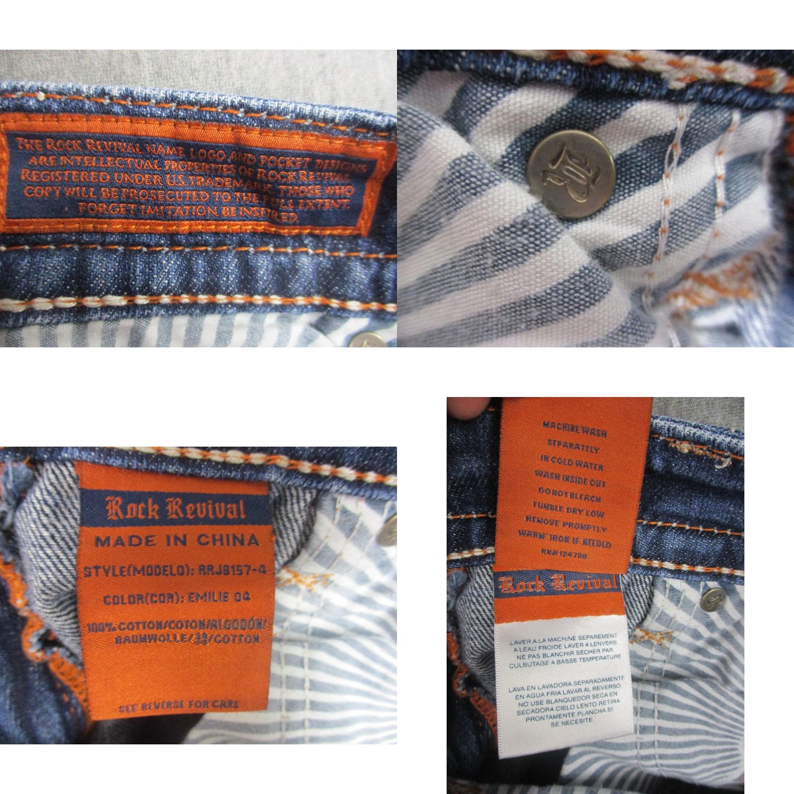 Vintage Rock Revival Jeans Womens 29 Blue Emilie Boyfriend Distressed Selvedge Size 29" - 10 Thumbnail