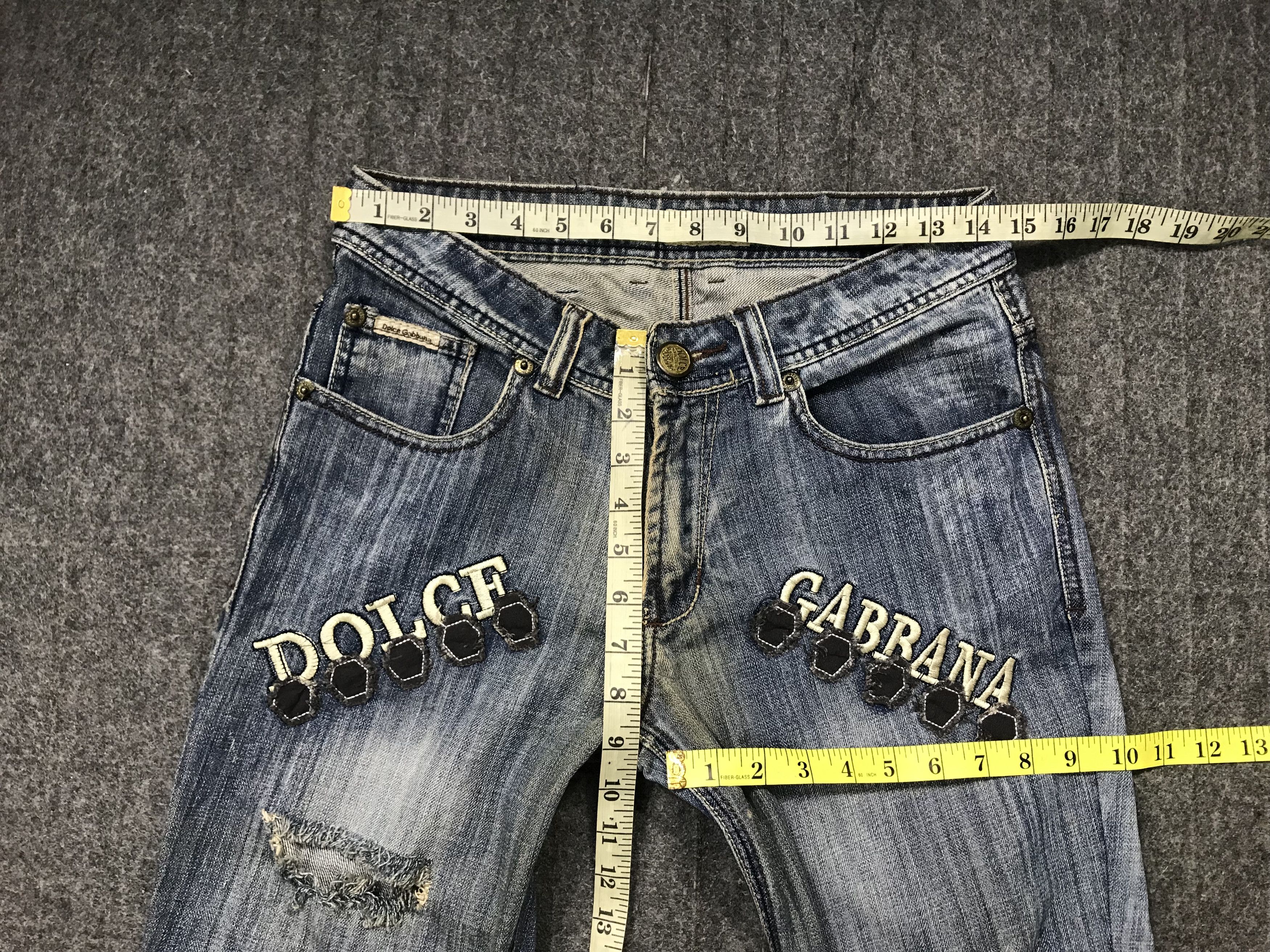 Designer Dolce & Gabbana Italy Denim Pant Embroidery Logo Plaque Size US 29 - 15 Thumbnail