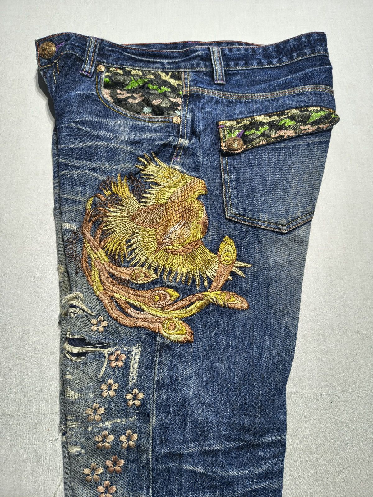 Japanese Brand Big Train Phoenix Embroidered Denim Jeans 🐦‍🔥(031) Size US 34 / EU 50 - 5 Thumbnail