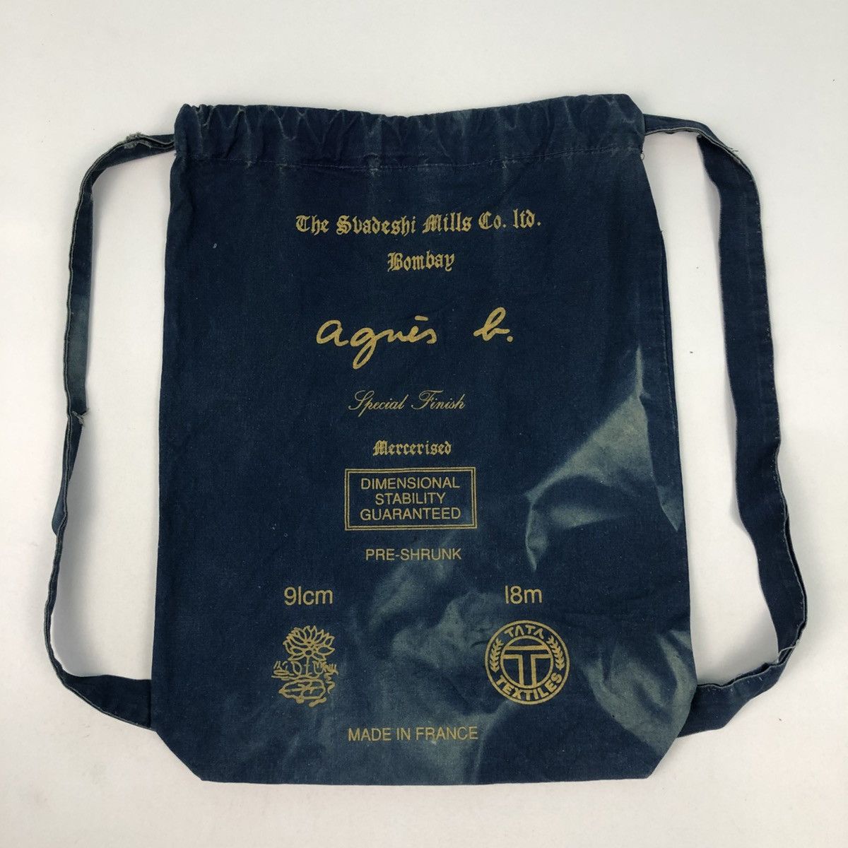 agnes b. AGNES B. DISTRESS DENIM DRAWSTRING BAG Size ONE SIZE - 1 Thumbnail