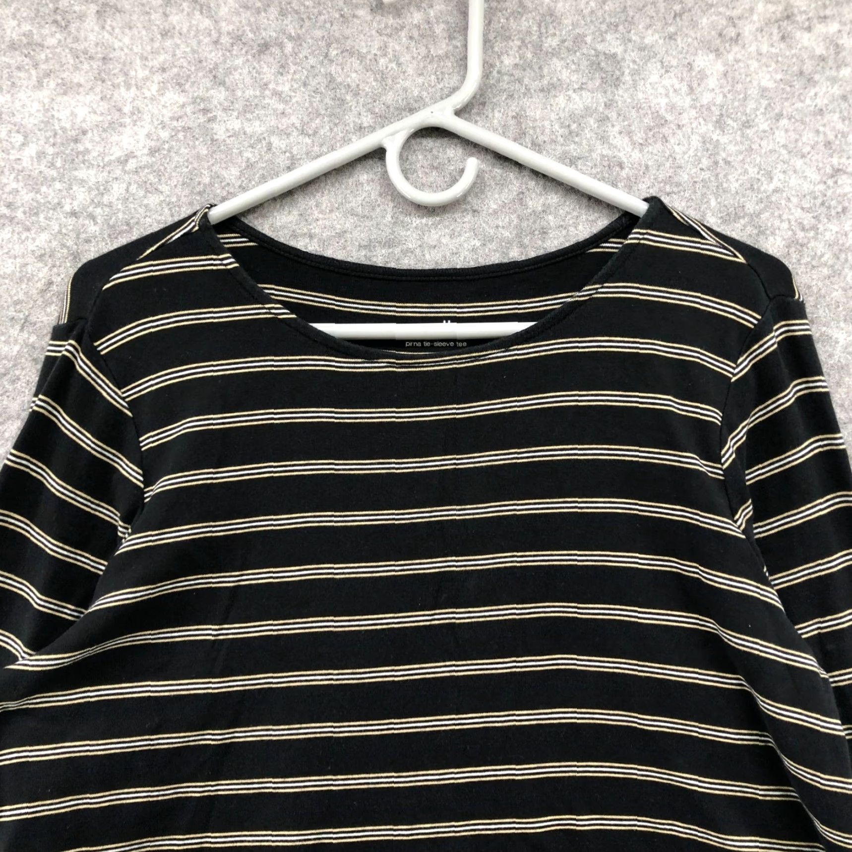 J. Jill VINTAGE J. Jill Women’s Cotton Striped Long Sleeve T-Shirt M Black Casual Style Size M / US 6-8 / IT 42-44 - 3 Thumbnail