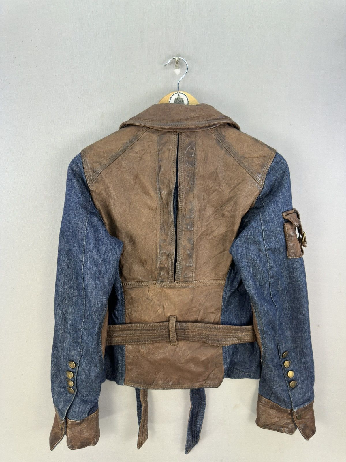Le Grande Bleu (L.G.B.) Punk Goth Denim Leather Jacket by Evolution Size US S / EU 44-46 / 1 - 4 Thumbnail