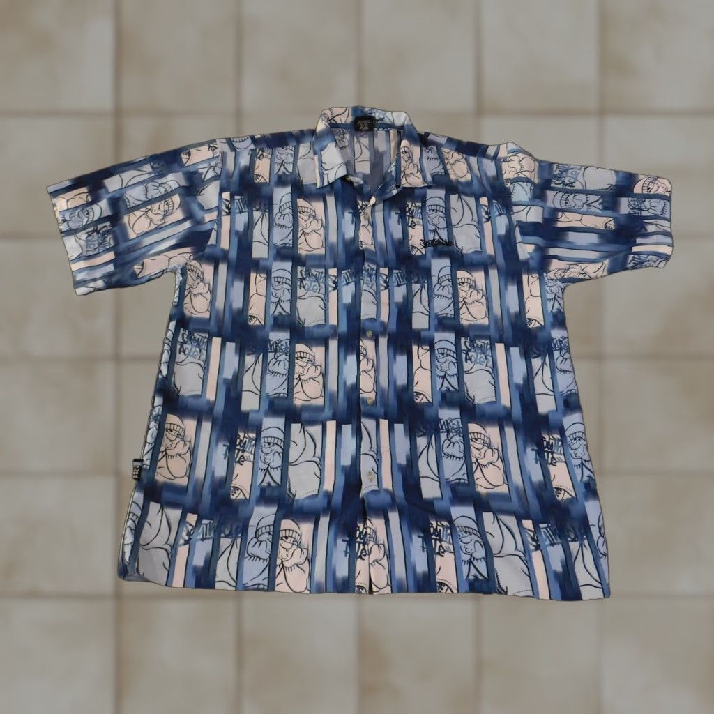 Southpole Southpole Shirt Mens 2XL Blue Graffiti Graphic Over Print Button Up Hip Hop Size US XXL / EU 58 / 5 - 1 Thumbnail