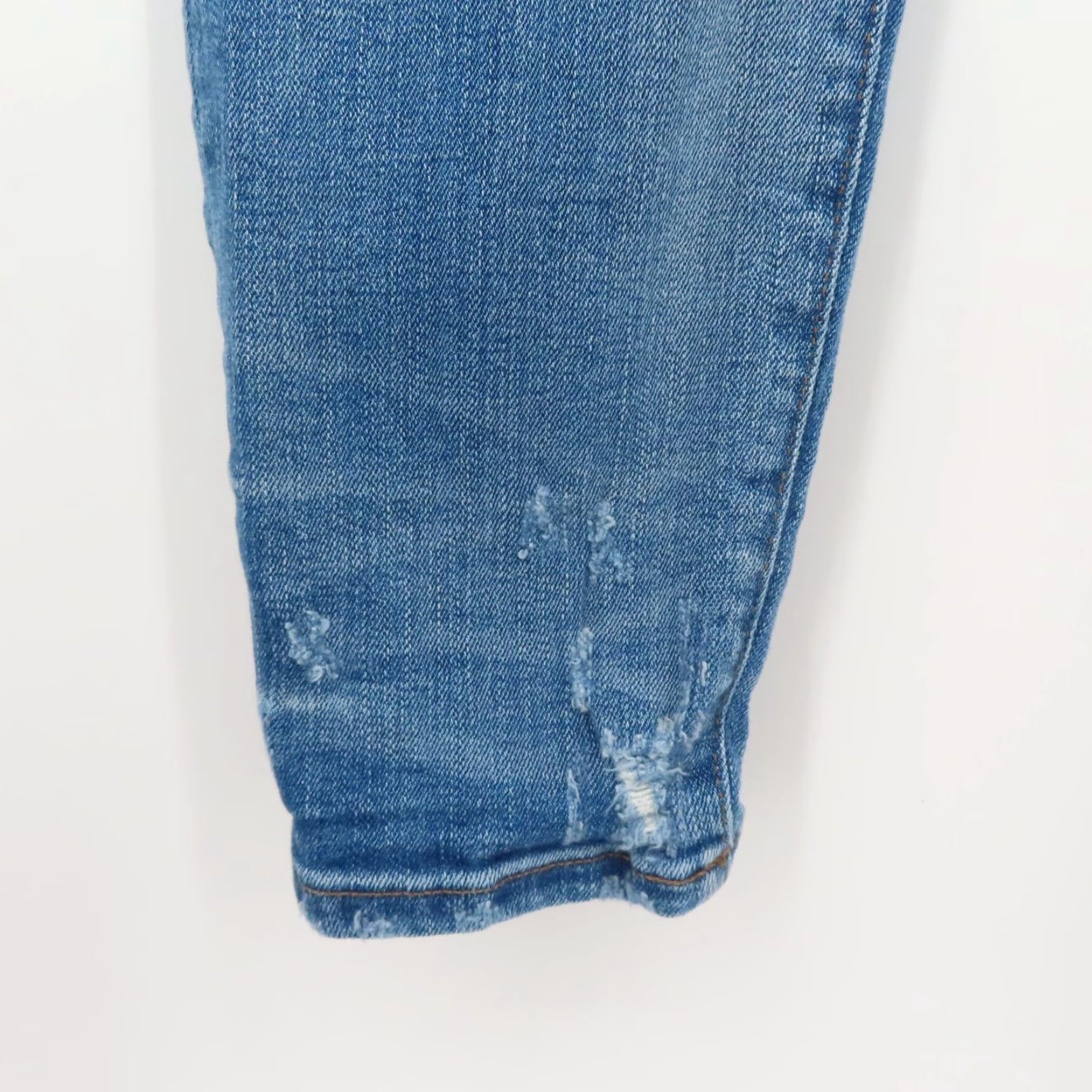 Madewell Madewell Women 32 9in High Rise Skinny Jeans Whiskered Distressed Denim Pockets Size 24" / US 00 / IT 34 - 4 Thumbnail