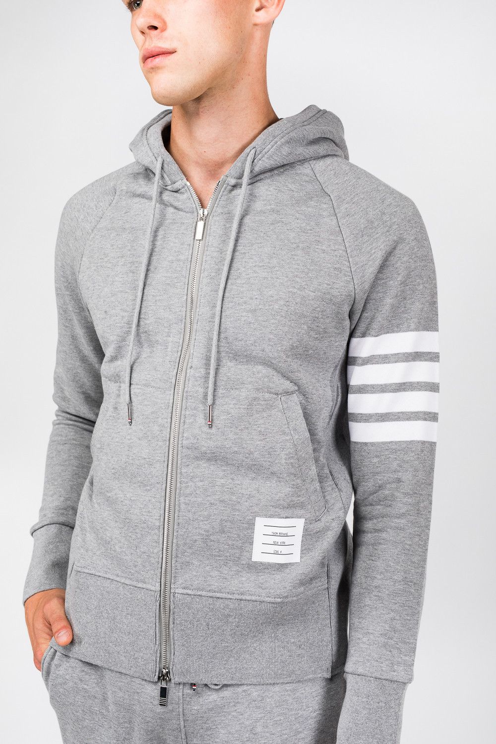 Thom Browne o1s22i1n1124 4-Bar Zip-up Hoodie in Grey Size US L / EU 52-54 / 3 - 10 Thumbnail