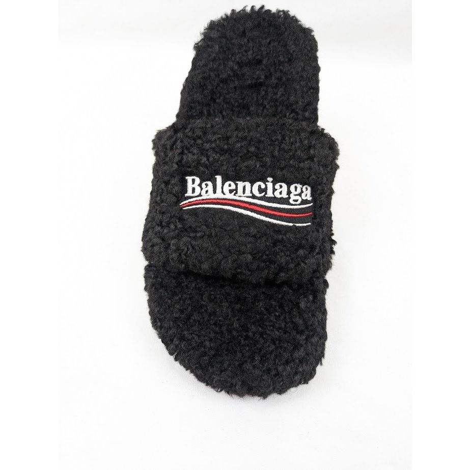 Balenciaga o1rshd1 Furry Sandals M80 in Black/White/Red Size US 10 / IT 40 - 5 Thumbnail