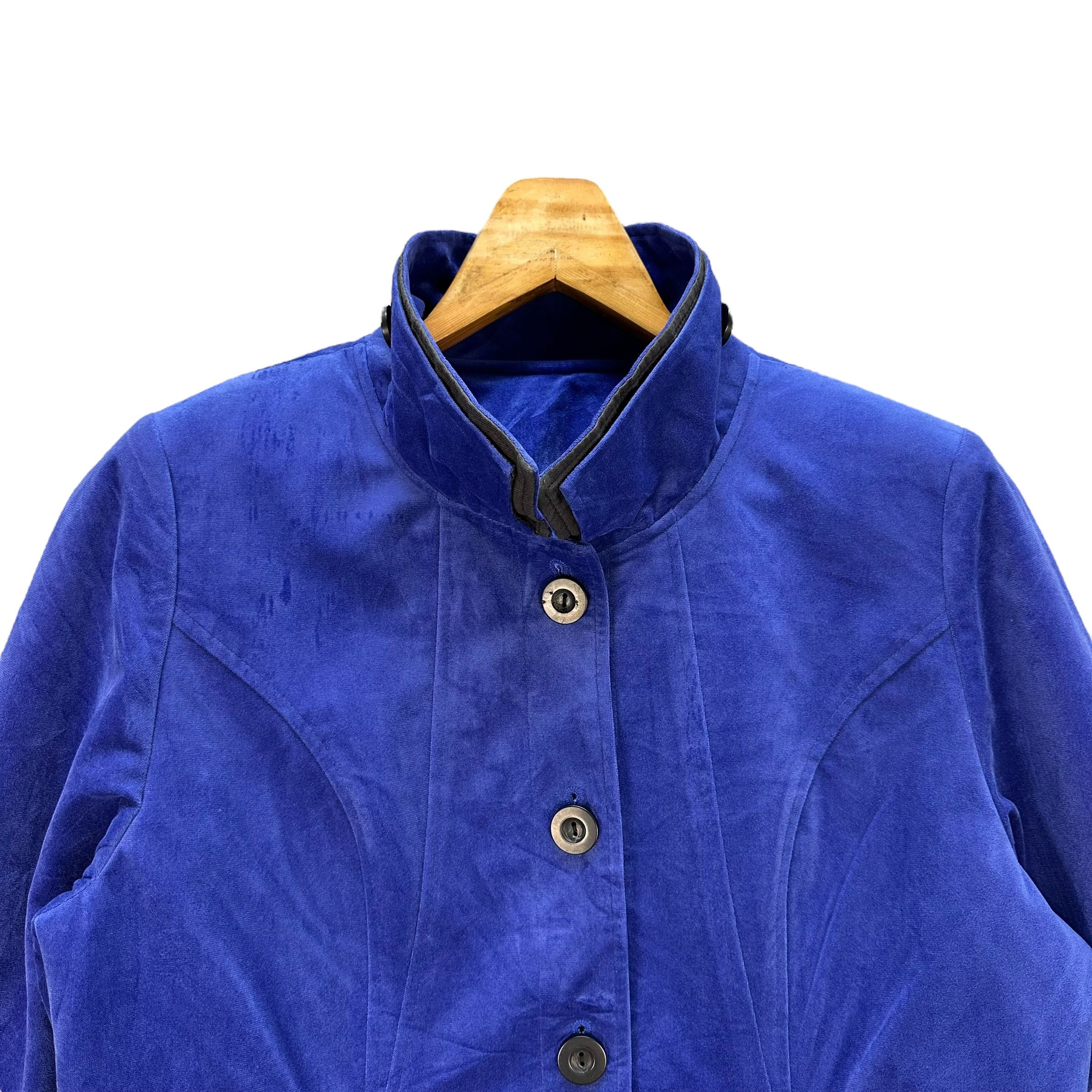 Longchamp LONGCHAMP Stand Collar Blue Button Jacket #A71-1734 Size L / US 10 / IT 46 - 2 Thumbnail