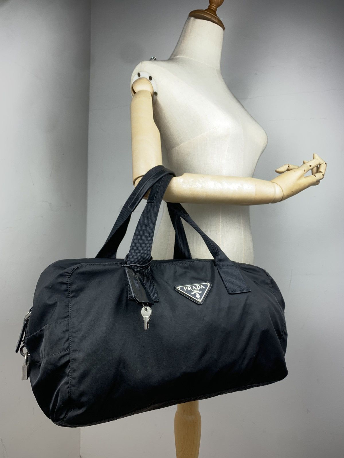 Authentic Prada Travel / Top Handle Bag Black Nylon, Women's
