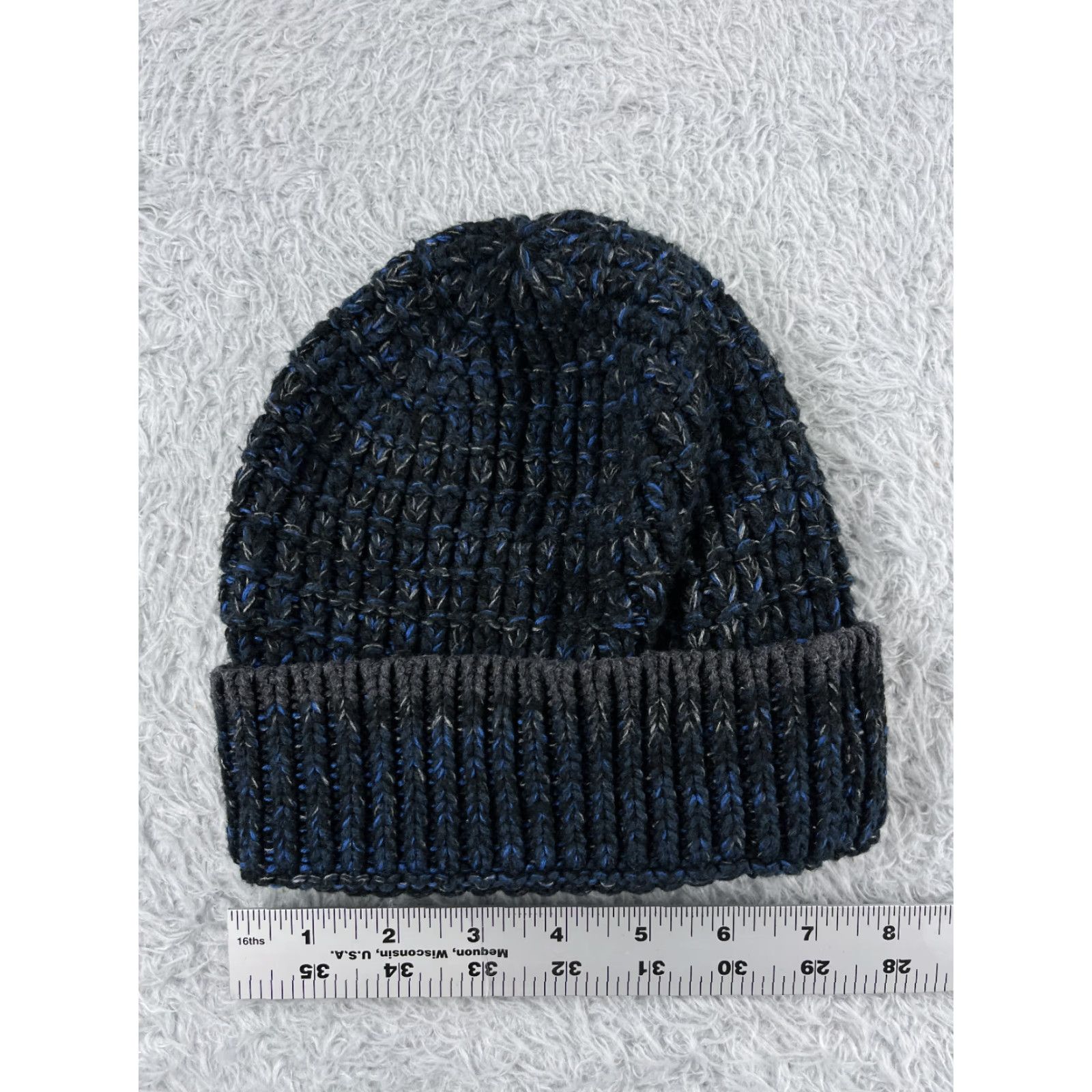 Express Express Beanie Toque Adult One Size Blue Black Knit Acrylic Cotton Blend Ski Size ONE SIZE - 4 Thumbnail