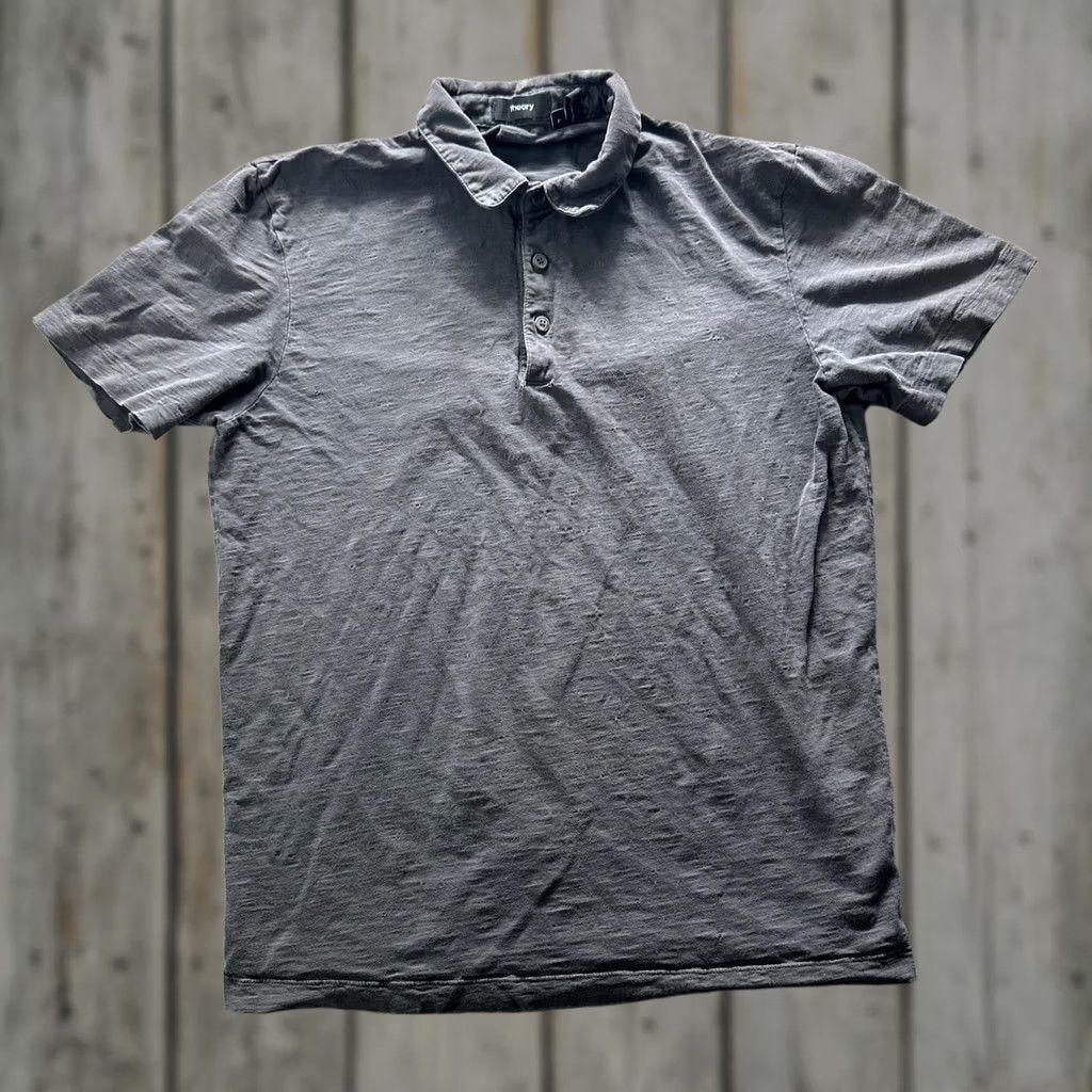 Theory Theory Shirt Mens S Gray Collared Button Polo Cotton Jersey Lightweight Size US S / EU 44-46 / 1 - 1 Thumbnail