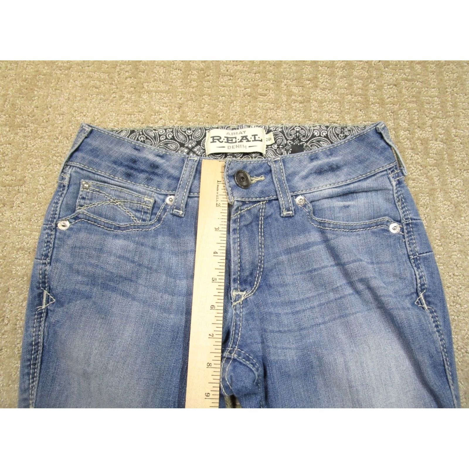 Ariat Ariat Jeans Women 26 Light Blue Low Rise Flared 5-Pocket Denim Pants Logo Southwestern Cowboy Medium Womens Size 26" / US 2 / IT 38 - 6 Thumbnail