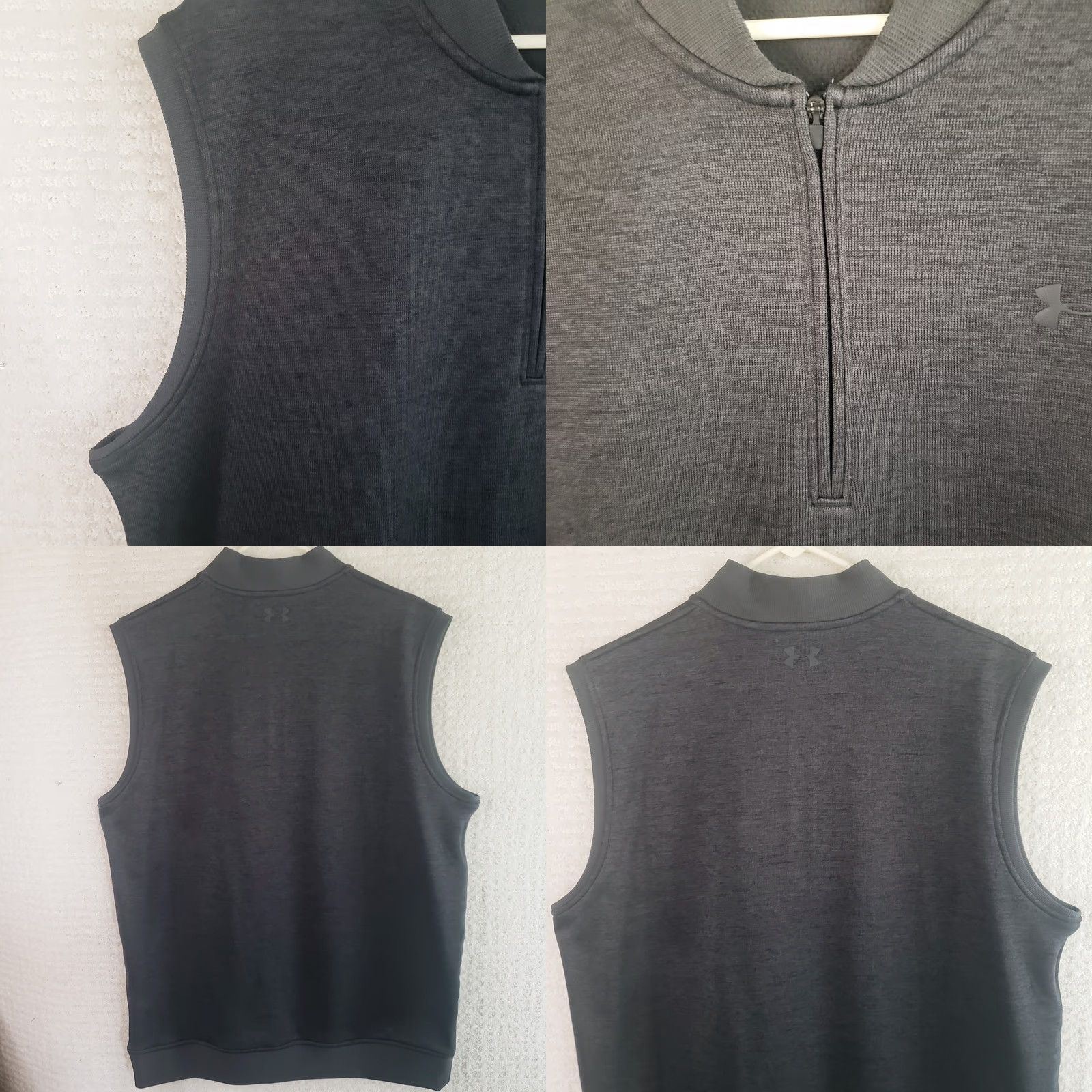 Under Armour Under Armour Vest Mens L Charcoal 1/4 Zip Stand-Up Collar Golf ColdGear Stretch Solid Gray Size US L / EU 52-54 / 3 - 8 Thumbnail