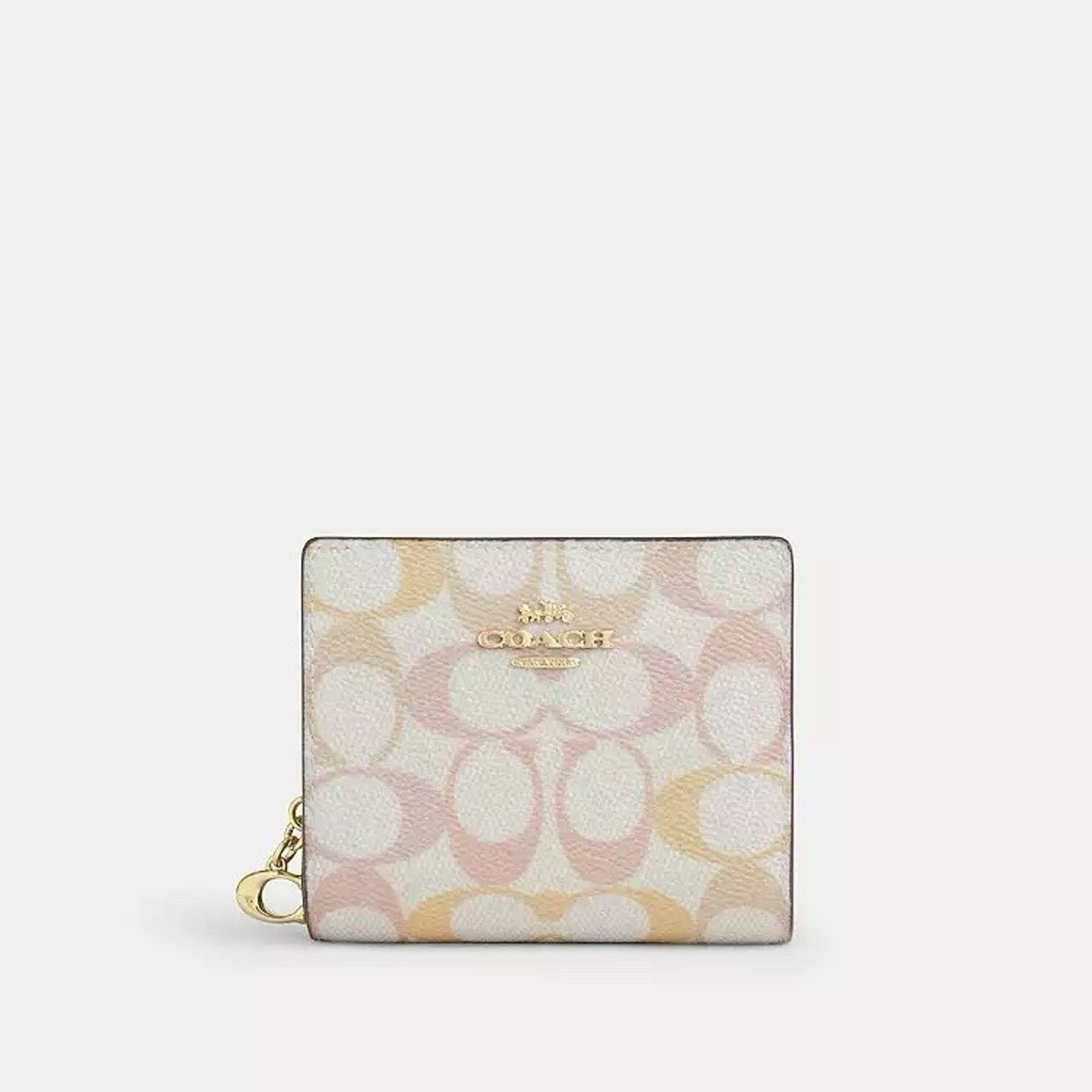 Coach NWT Coach Snap Wallet Pretty Gold/Chalk/Pink CEC37 Size ONE SIZE - 8 Thumbnail