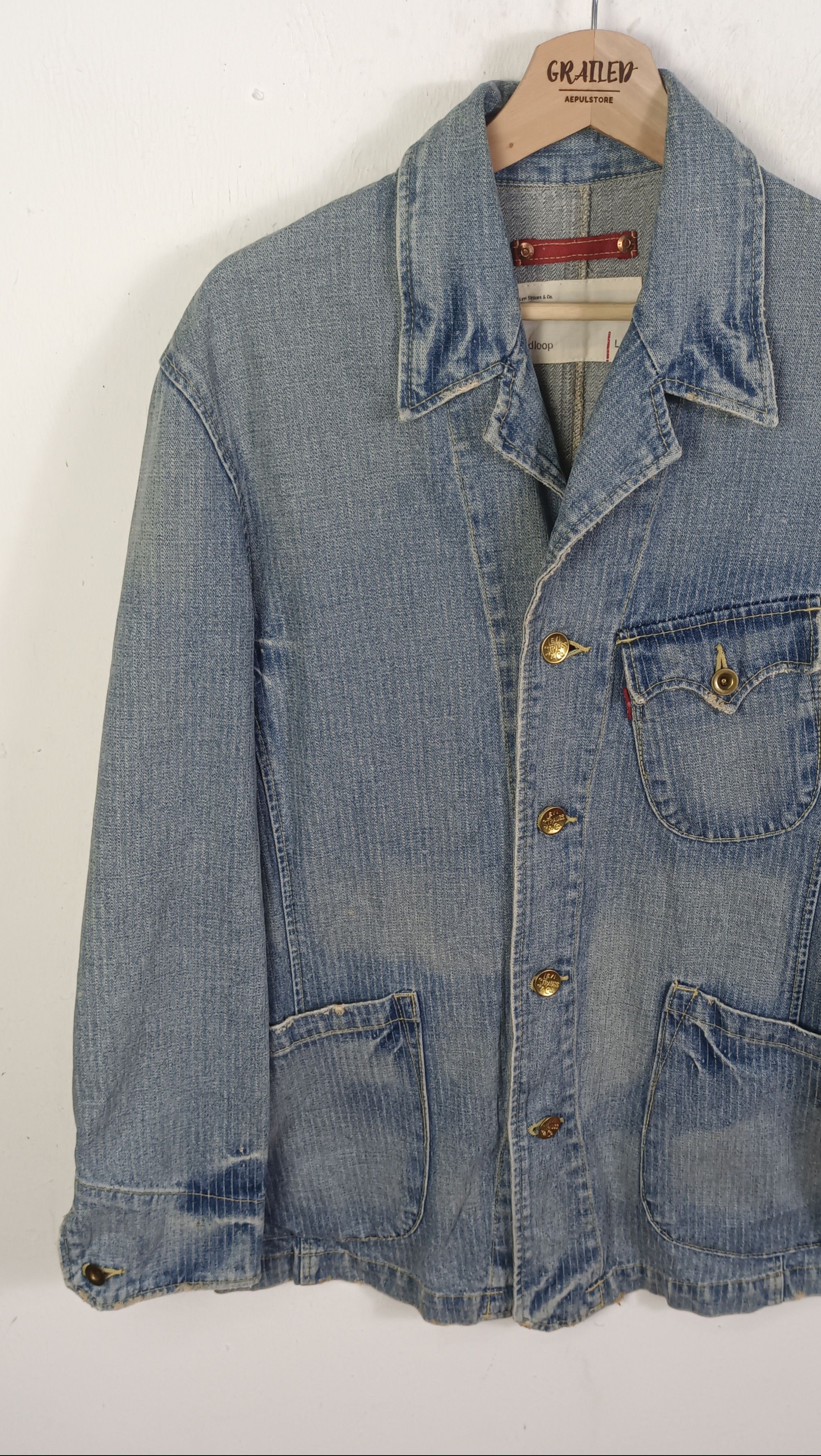 Levi's Vintage Clothing 🔥 Levi's Red Loop Hikory Chroe Denim Jacket Size US M / EU 48-50 / 2 - 4 Thumbnail