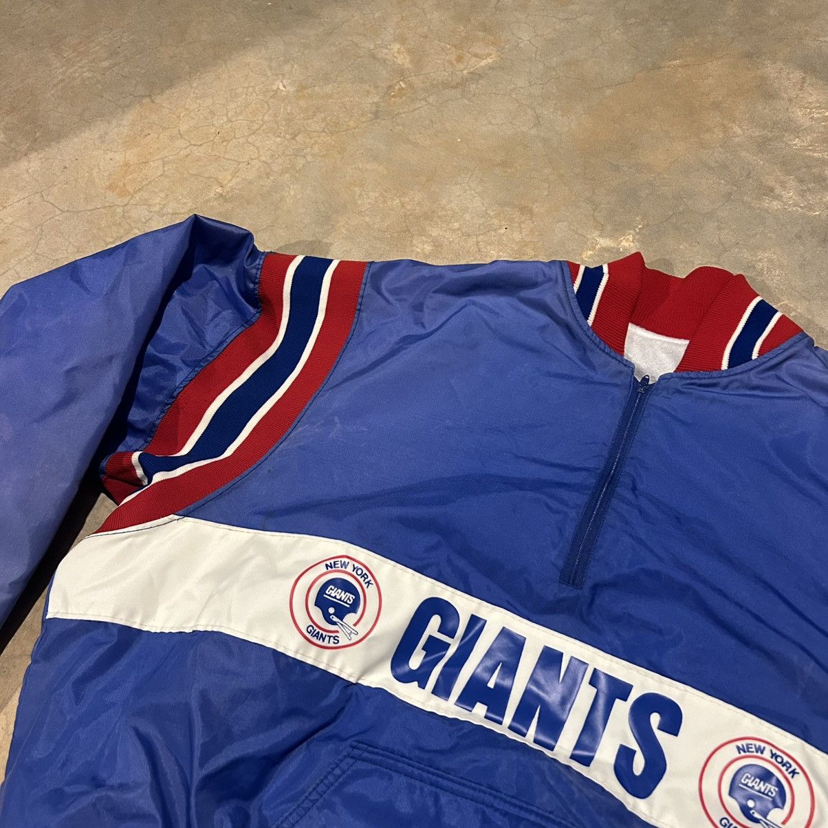 NFL × Vintage Crazy Vintage 90s New York Giants Nylon Zip Pullover Jacket Size US XL / EU 56 / 4 - 5 Thumbnail