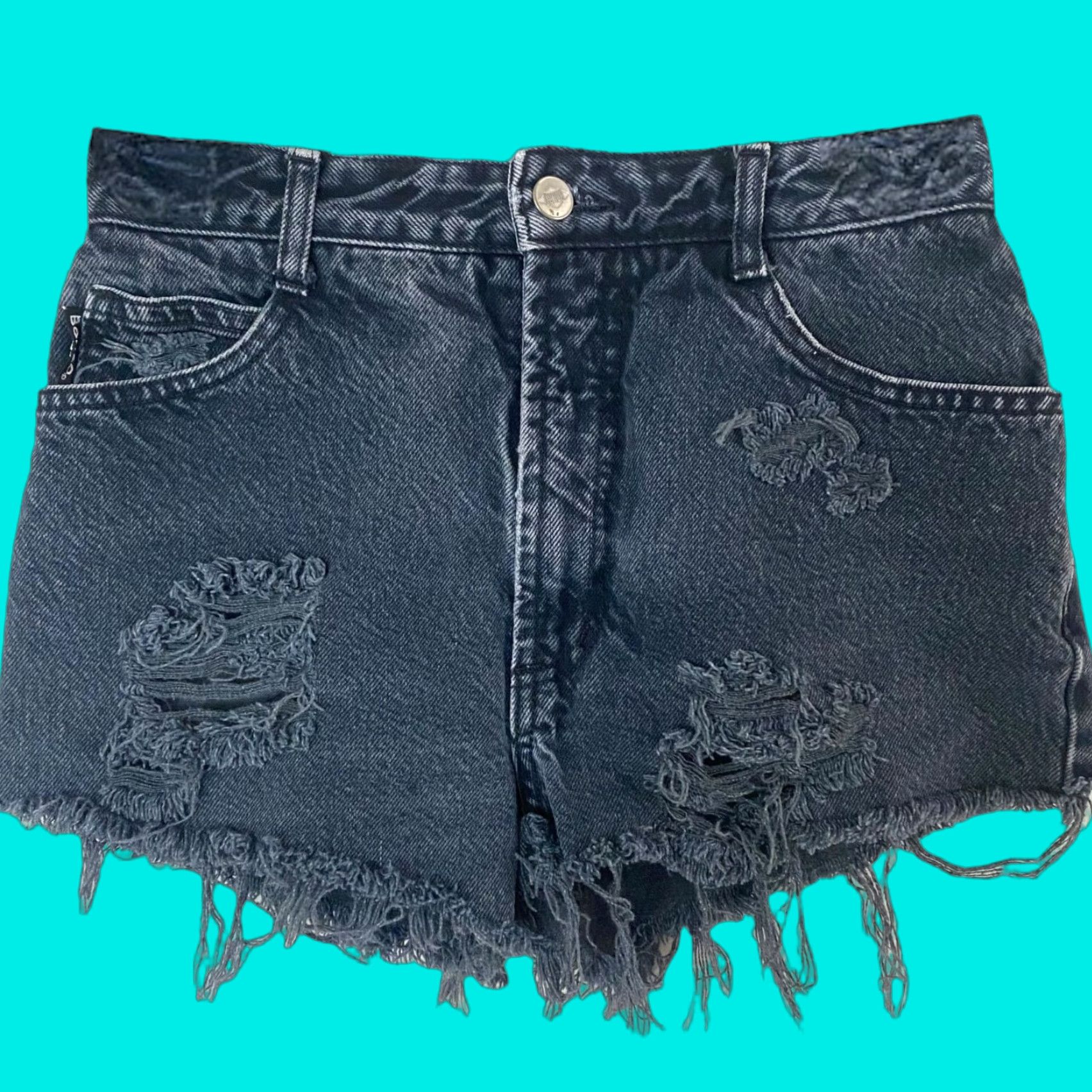 Vintage VINTAGE Bongo Denim Shorts Womens 7 Black Cut-Off High-Rise Distressed 100% Cotton USA Womens Size 28" / US 6 / IT 42 - 1 Thumbnail