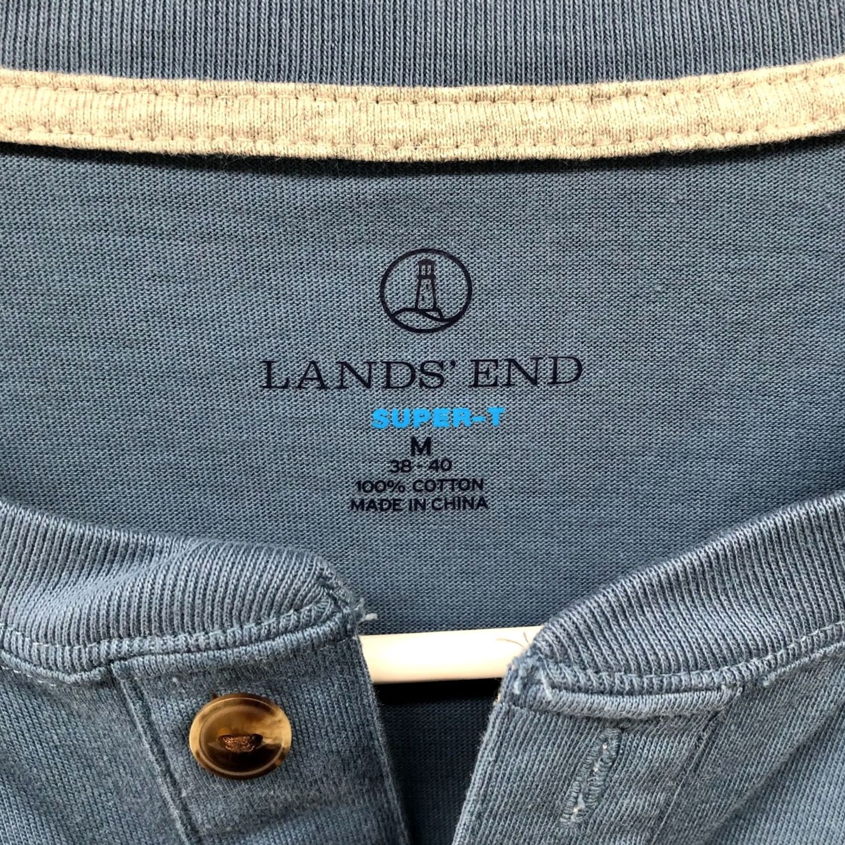 Lands' End Lands' End Long Sleeve Henley T Shirt Mens M Cotton Blue Regular Knit Button T-Shirt Shirt Regular Mens Blue Henley Cotton Size US M / EU 48-50 / 2 - 5 Thumbnail