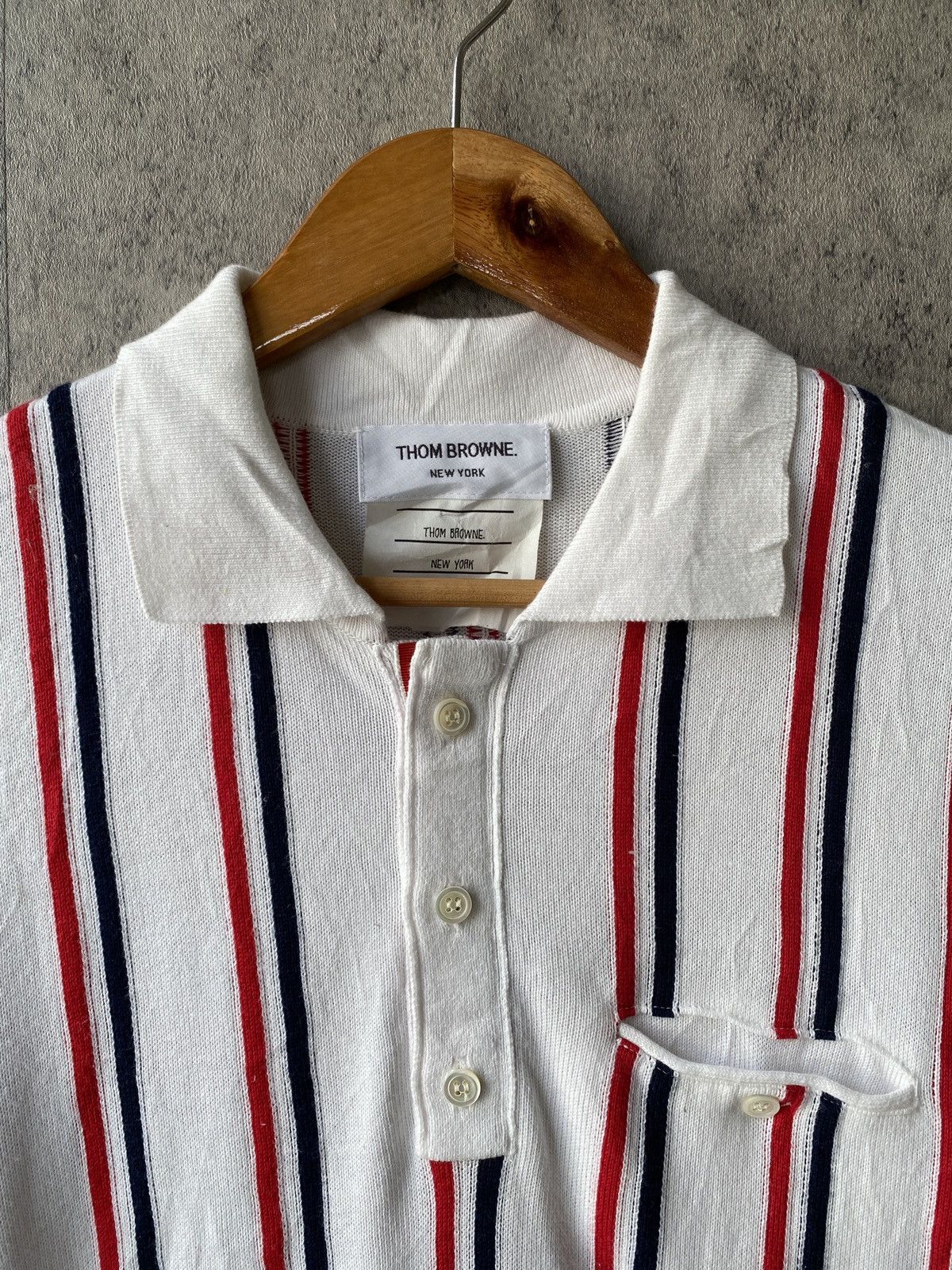 Thom Browne Thom Browne RWB-Stripe Knitted Cotton Polo Shirt Size US XS / EU 42 / 0 - 4 Thumbnail