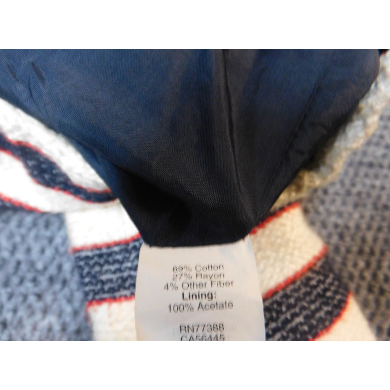 J.Crew J.CREW Blazer Womens 0 Blue Beige Striped Knit Cotton Mid-Length Button - Classic Casual Fall Winter Mens Womens Girls Size XS / US 0-2 / IT 36-38 - 6 Thumbnail