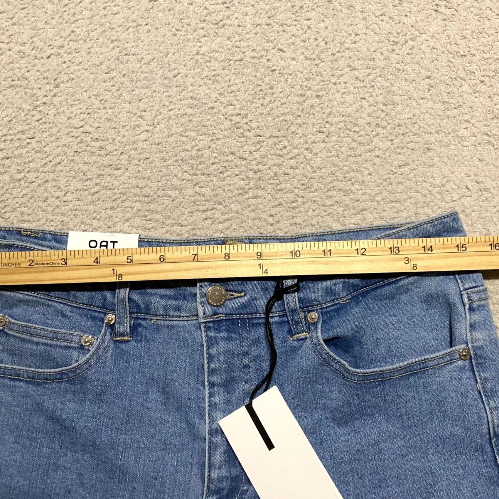 Denime OAT New York Womens Jeans Blue Denim Medium Wash Straight Raw Hem sz 10 Size 32" / US 10 / IT 46 - 7 Thumbnail