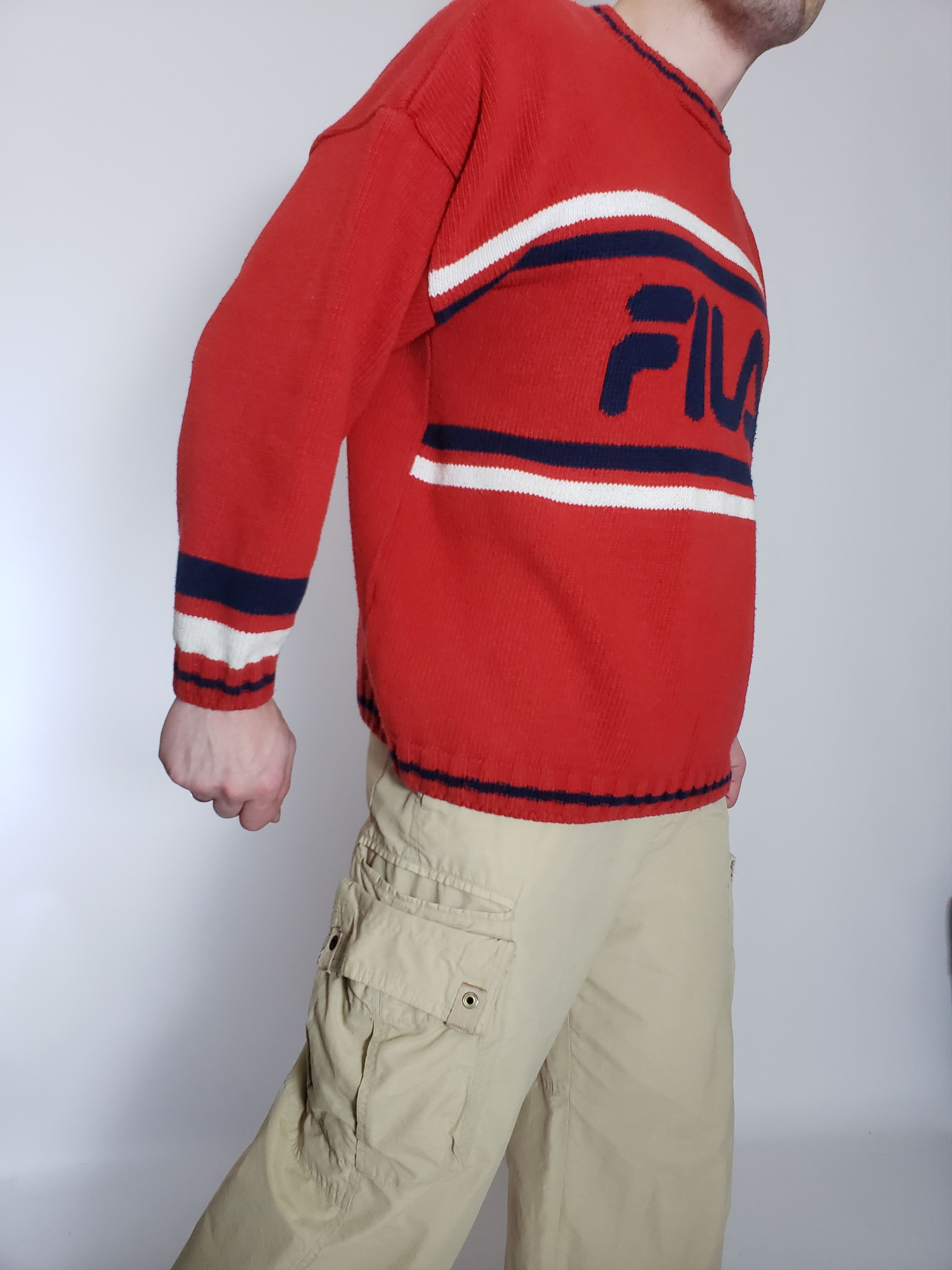Fila × Vintage FILA Vintage knitted sweater Front Big Logo | Small |Red Size US S / EU 44-46 / 1 - 3 Thumbnail