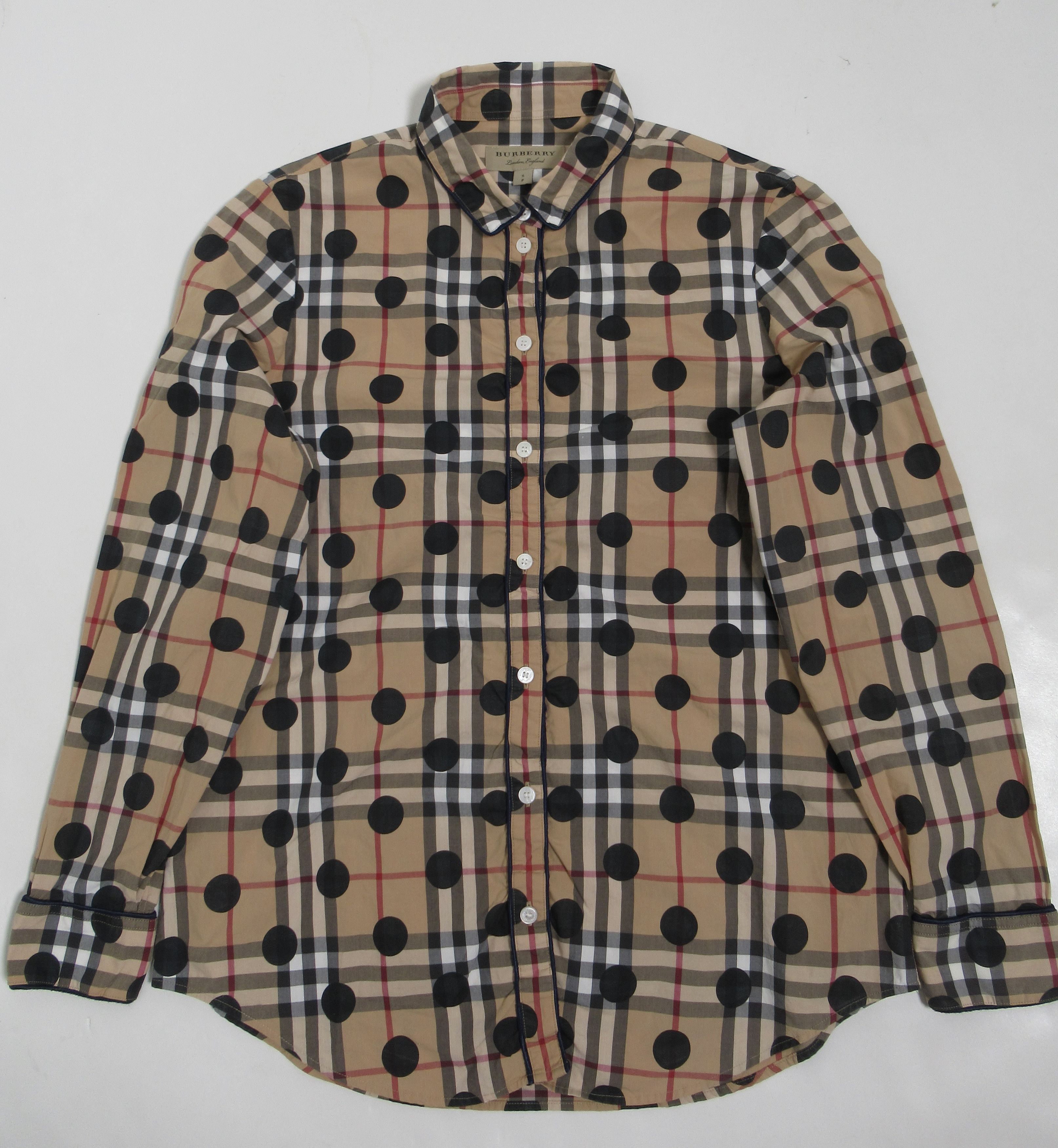 Burberry Burberry London England Polka-Dot Check Shirt Archive Beige Size S / US 4 / IT 40 - 1 Thumbnail