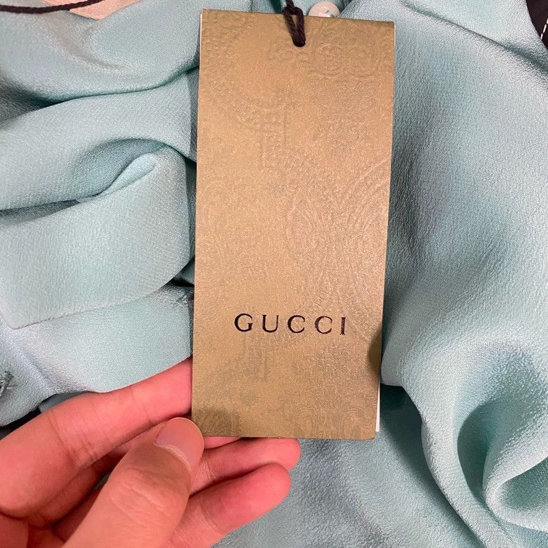 Gucci Gucci Green bow pearl buckle silk shirt 2505-Nextarrow Size XS / US 0-2 / IT 36-38 - 4 Thumbnail