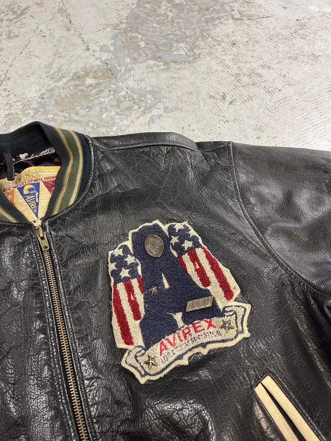 Avirex 1990s Avirex Black Leather Bomber Jacket Size US XL / EU 56 / 4 - 7 Thumbnail