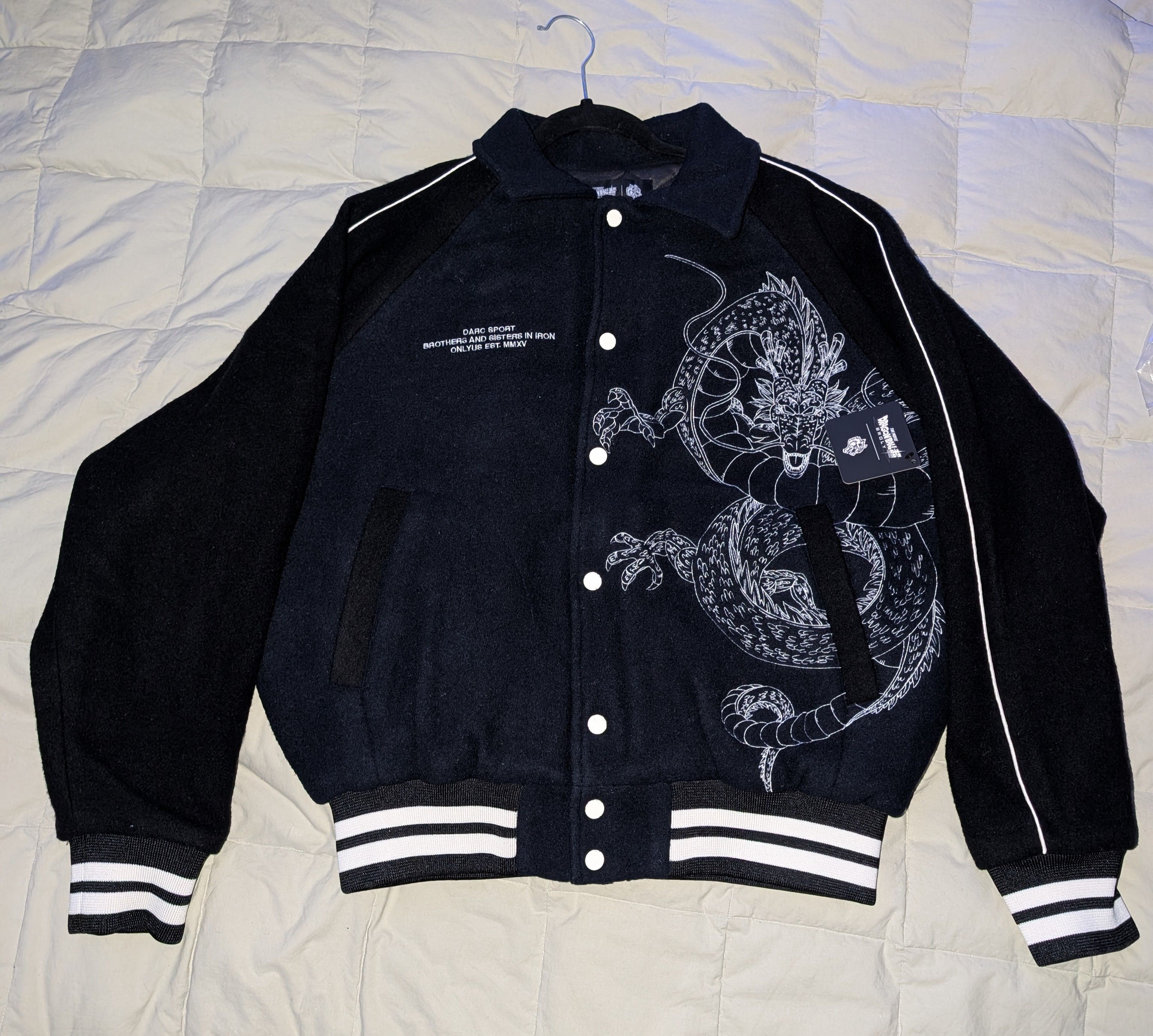 Darc Sport OUR WISH V2 DragonBall Z Shenron LETTERMAN JACKET NAVY/BLACK Size US S / EU 44-46 / 1 - 3 Thumbnail