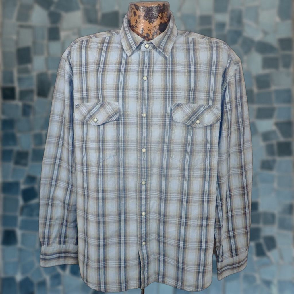 Eddie Bauer VINTAGE Eddie Bauer Men's Long Sleeve Western Plaid Shirt Size Large Cotton Flannel Pearl Snaps 90s Theme Mens Size US L / EU 52-54 / 3 - 1 Thumbnail