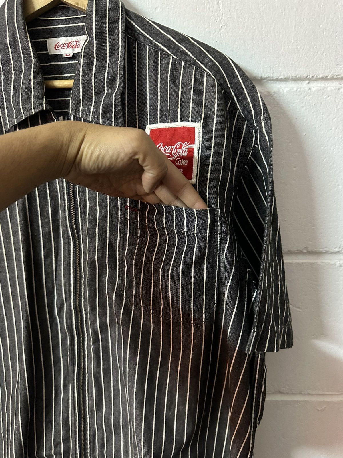 Coca Cola 1990 - Coca-Cola Coke Short Sleeve Zipper Worker Shirt Size US XL / EU 56 / 4 - 6 Thumbnail