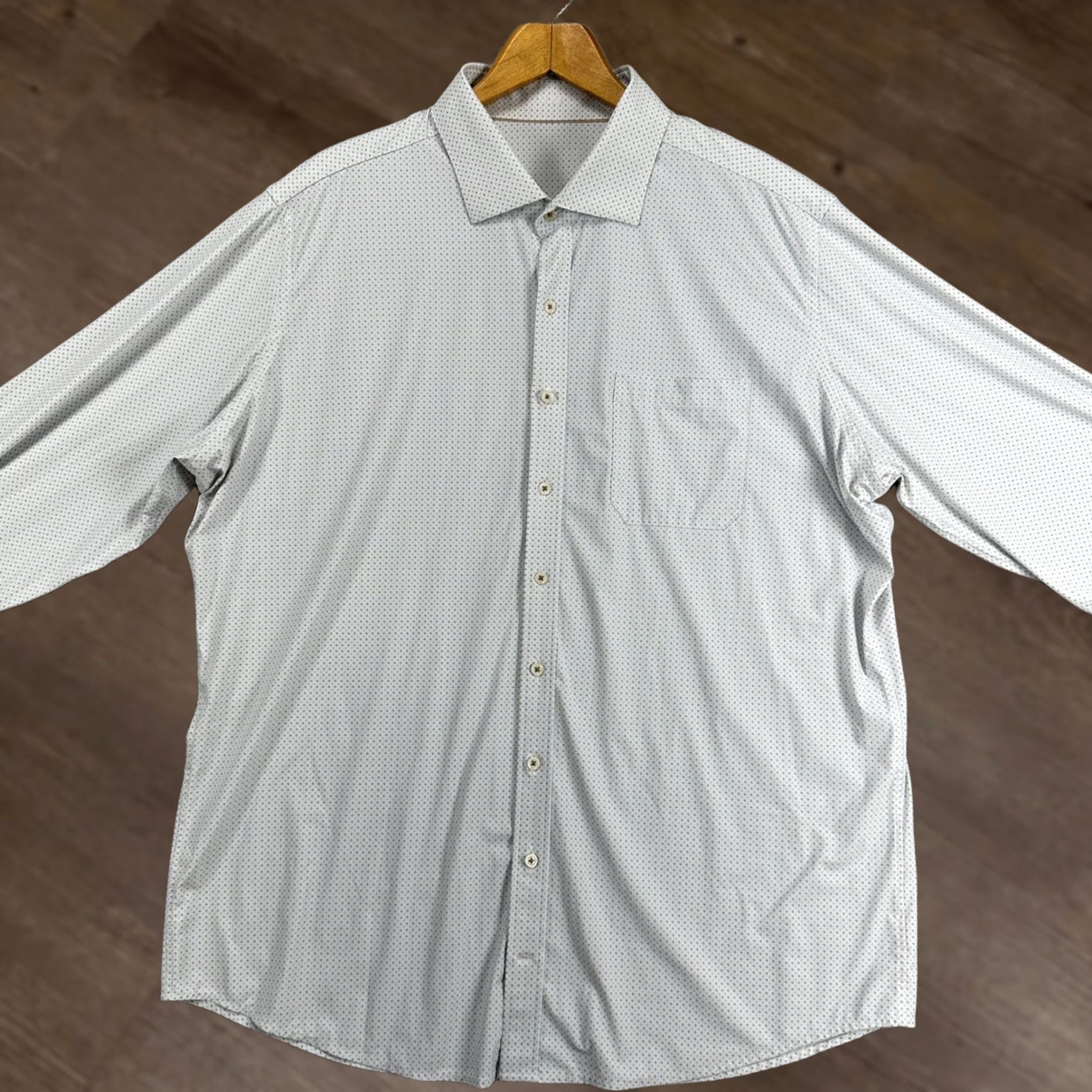 Vintage J. Hilburn Button Up Shirt Geometric White 2XL Mens Long Sleeve Regular Stretch Performance Shirt Size US XXL / EU 58 / 5 - 1 Thumbnail