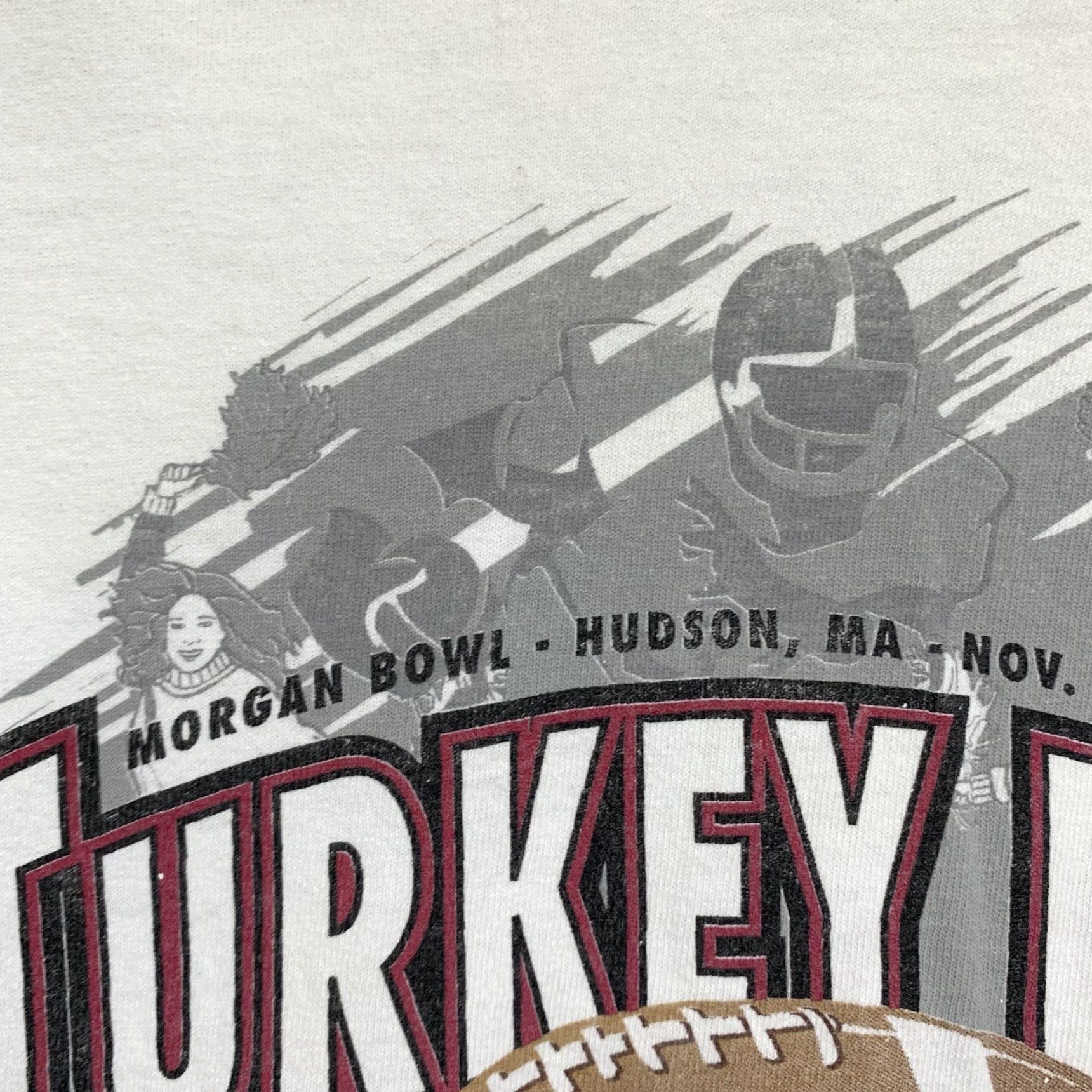 Anvil VINTAGE Anvil Football T-Shirt Unisex Adults Small White Jersey 2003 Turkey Day Classic Morgan Bow Hudson Hawks Marlborough Panthers Size US 29 - 5 Thumbnail