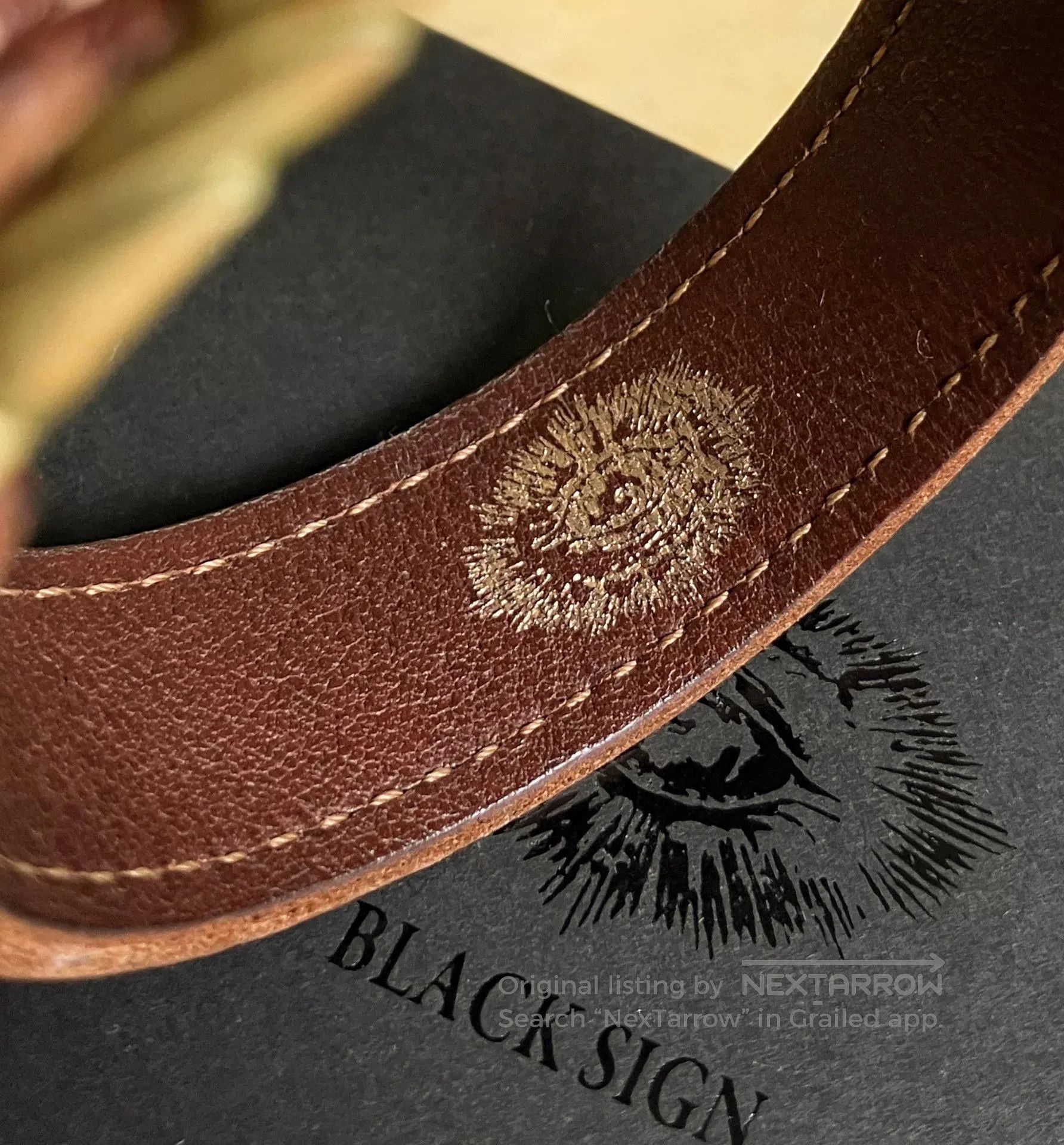 Vintage Handmade Leather Bracelet with Brass Buckle. Size ONE SIZE - 5 Thumbnail
